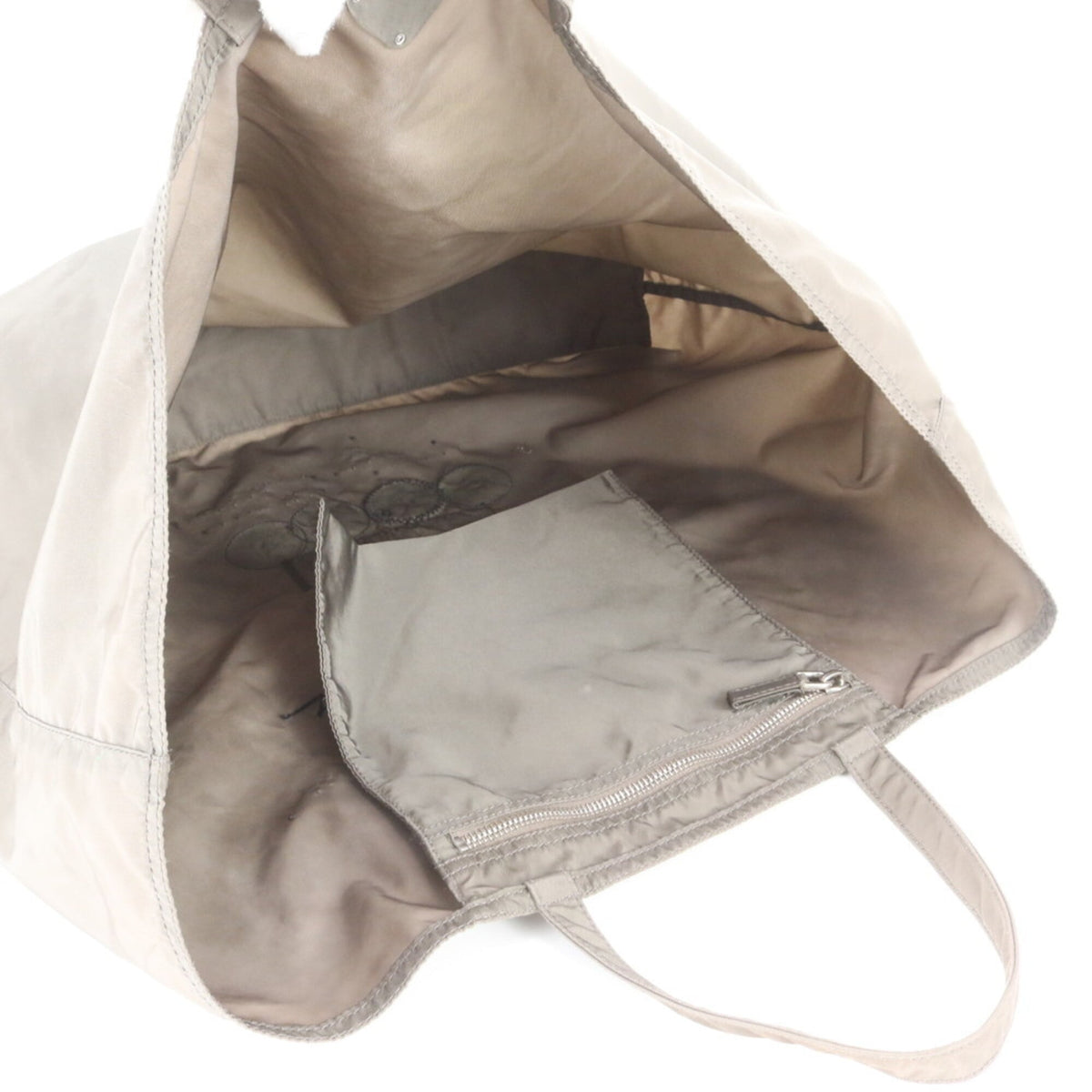Prada Khaki Leather Nylon Tote Bag (Pre-Owned)