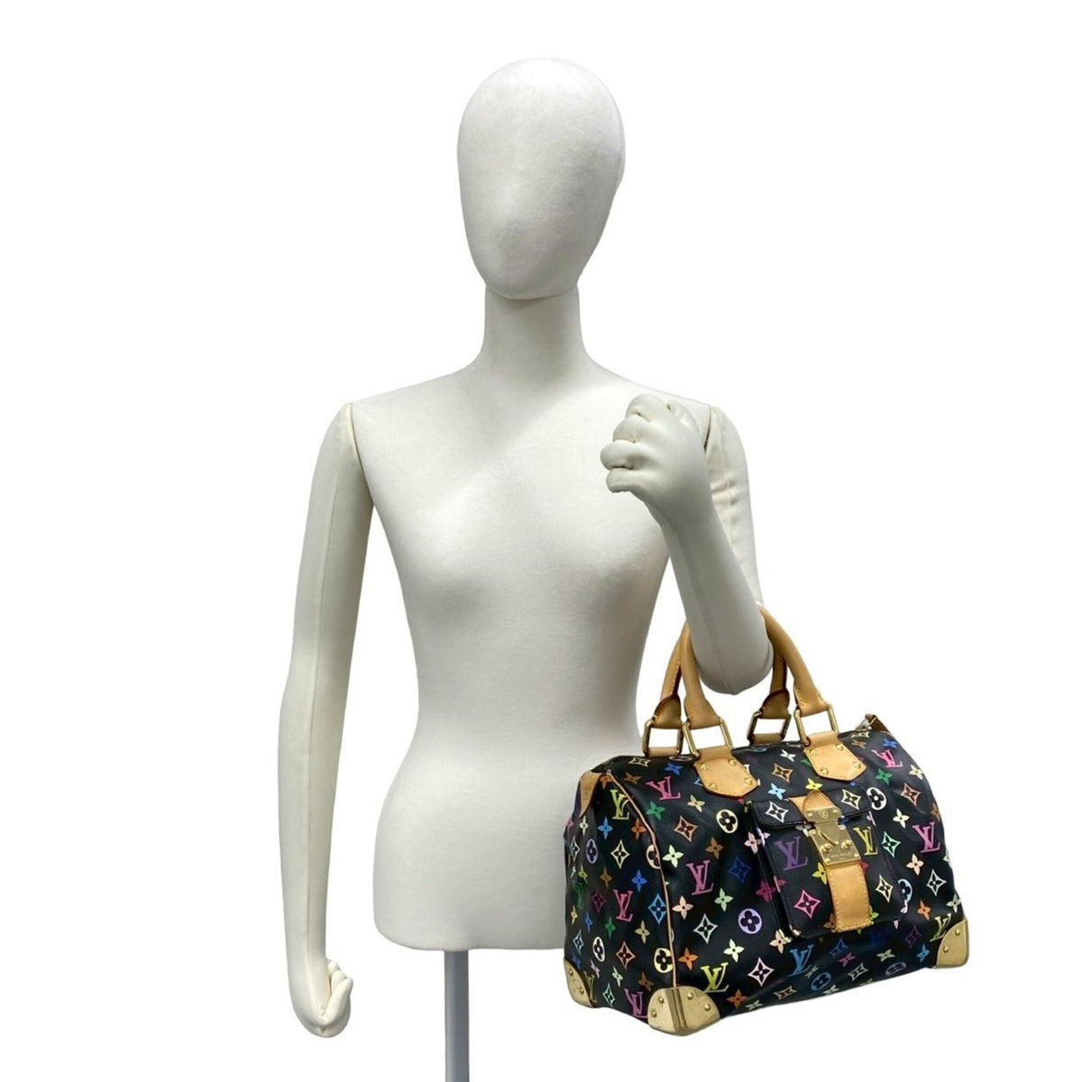 Louis Vuitton Black Multi-Color Leather Pvc Handbag (Pre-Owned)