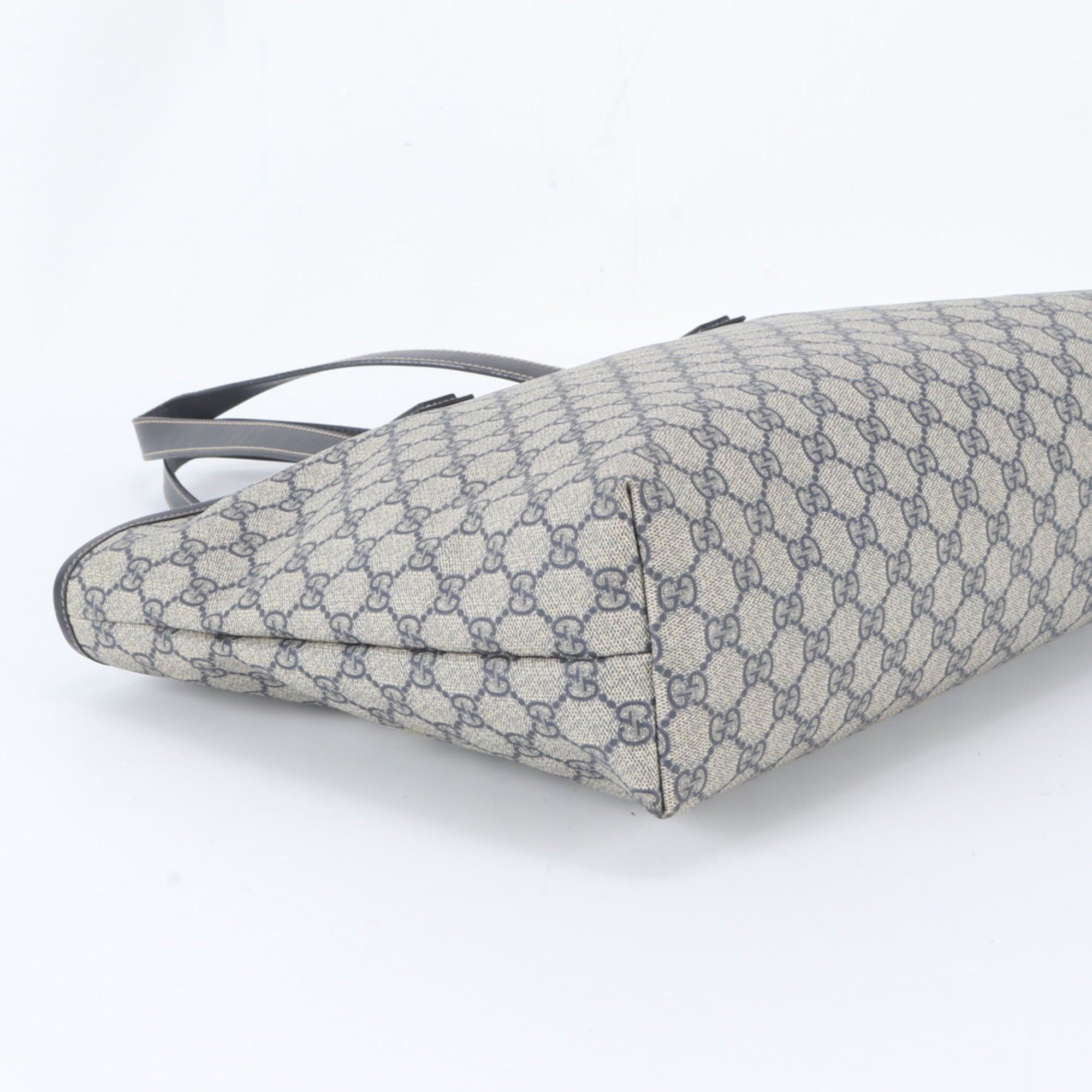 Gucci Navy Coated Canvas Leather Shoulder Bag (Pre-Owned)