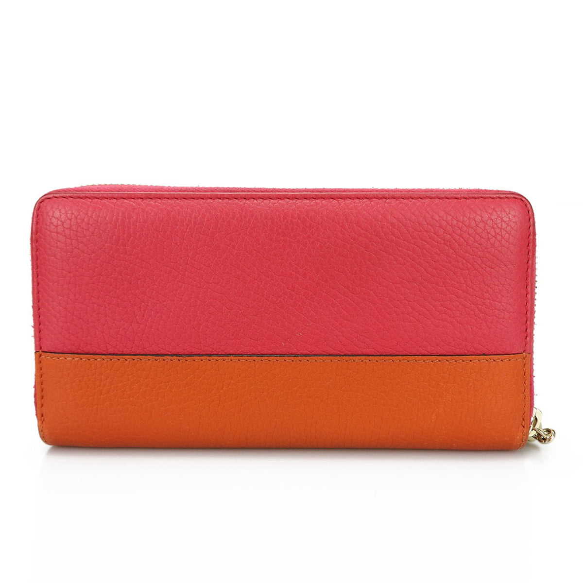 Gucci Bamboo Orange Pink Leather Long Wallet (Bi-Fold) (Pre-Owned)
