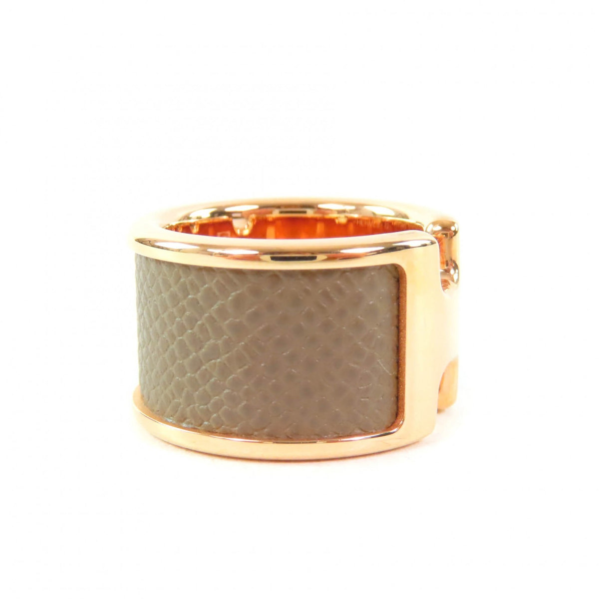 Hermes Pink Gold Etoupe Gray Metal Band Ring (Pre-Owned)