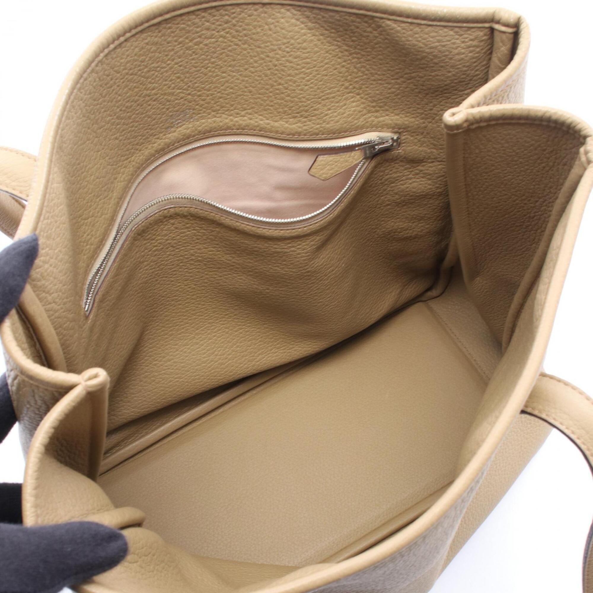 Hermes Brown Taurillon Clemence Leather Handbag Tote Bag (Pre-Owned)