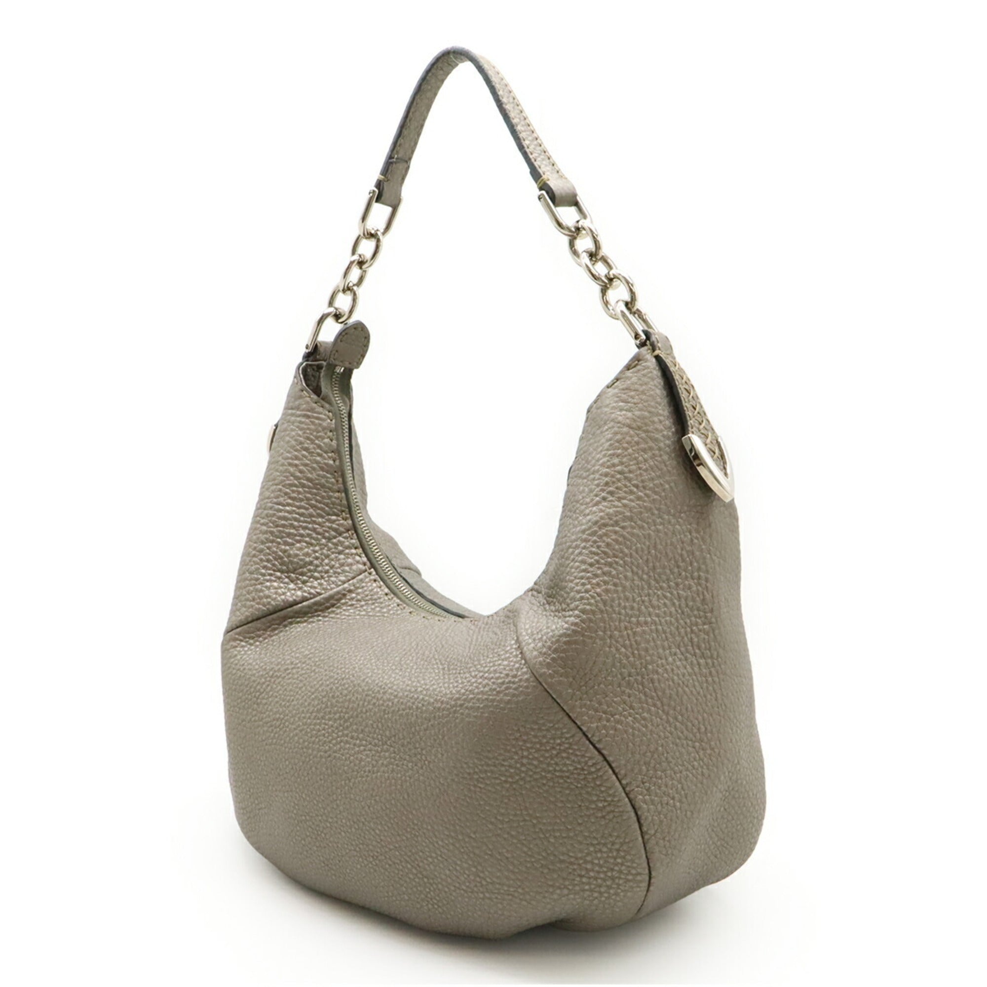 Fendi Selleria Silver Leather Shoulder Bag (Pre-Owned)