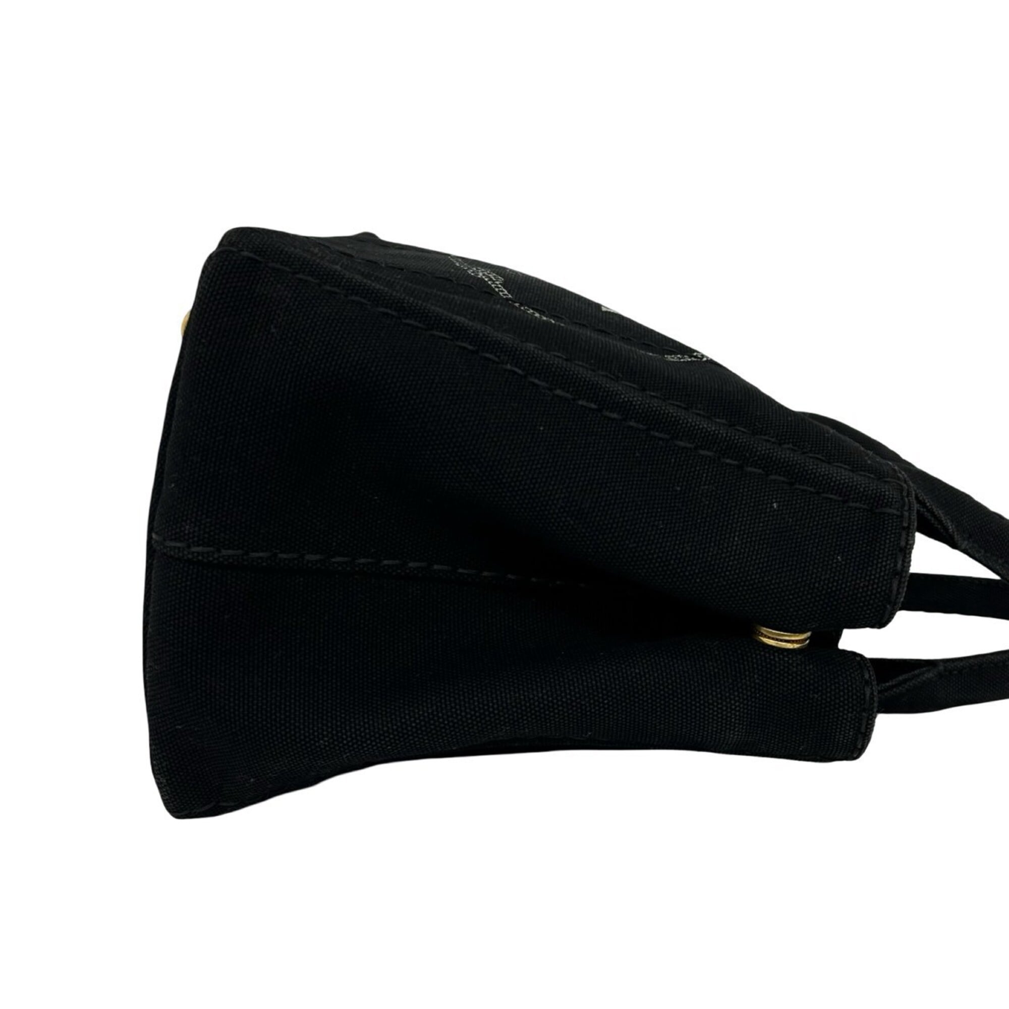 Prada Black Canvas Handbag Shoulder Bag Tote Bag (Pre-Owned)