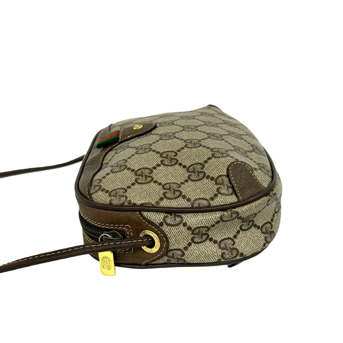 Gucci Brown Green Red Color Pvc Leather Pochette Shoulder Bag (Pre-Owned)