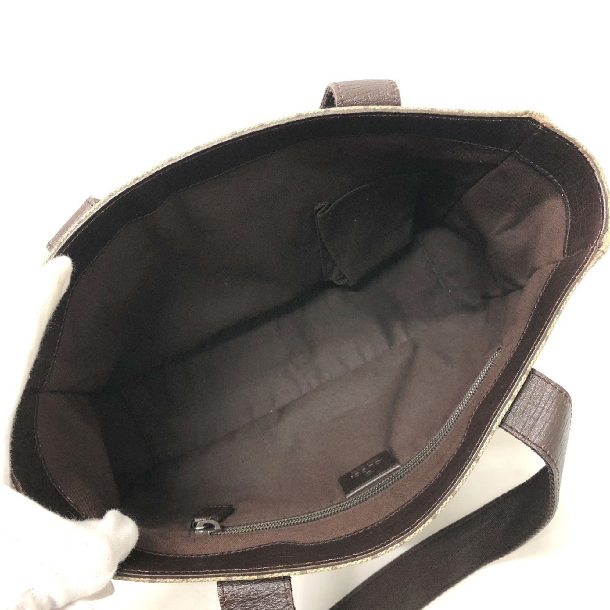 Gucci Beige Dark Brown Gg Supreme Canvas Handbag Tote Bag (Pre-Owned)