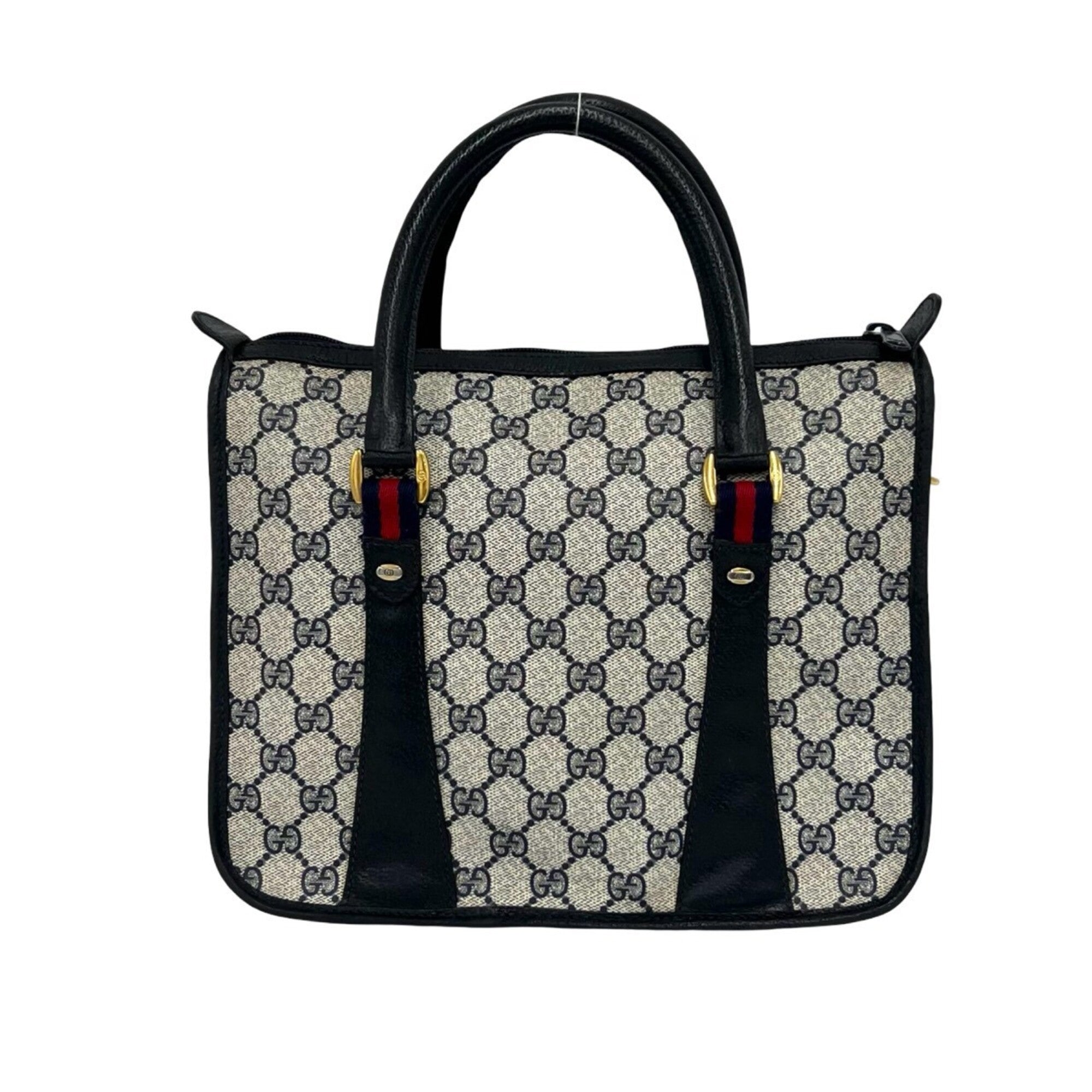 Gucci Navy Red Color Pvc Leather Handbag Shoulder Bag (Pre-Owned)