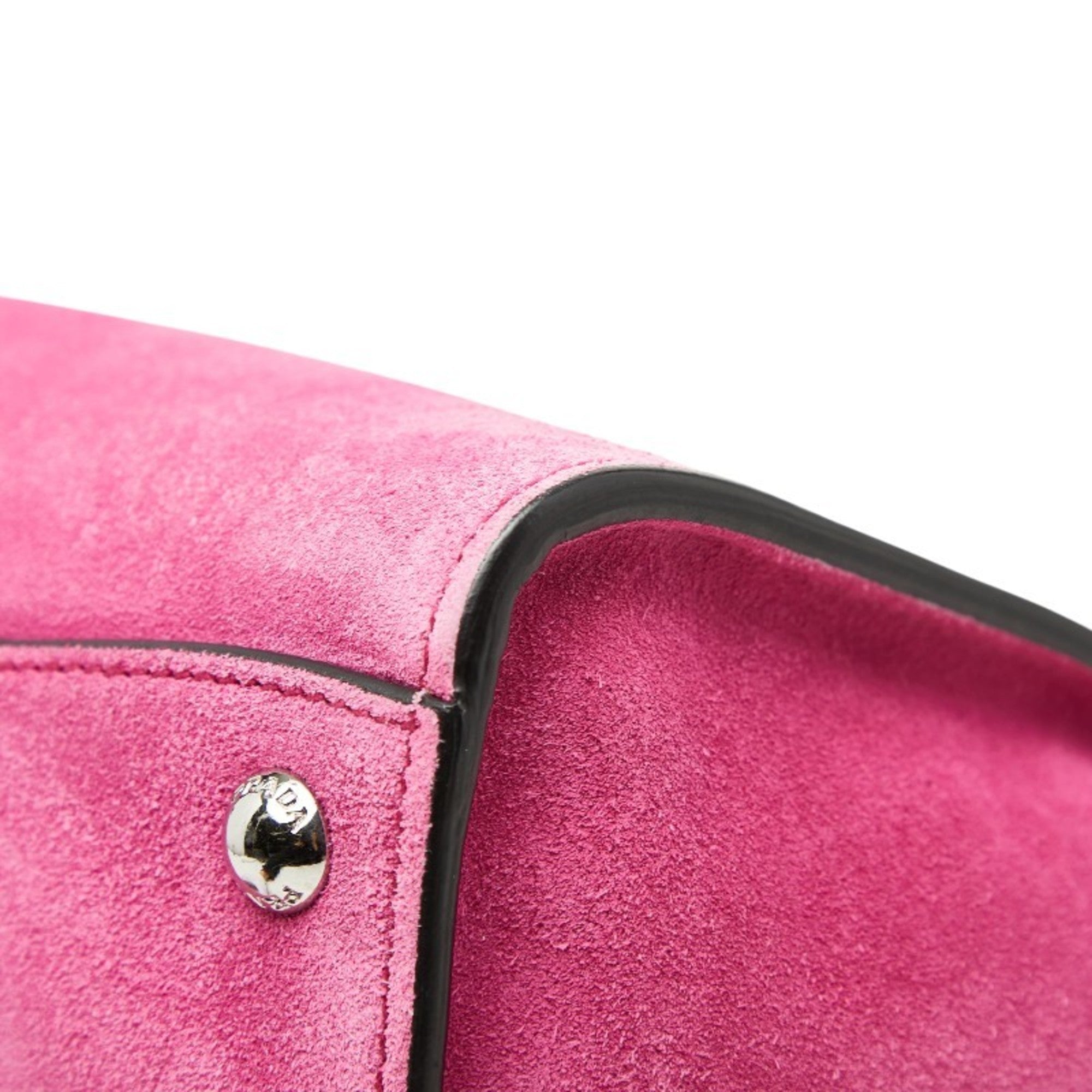 Prada Pink Suede Handbag Shoulder Bag (Pre-Owned)