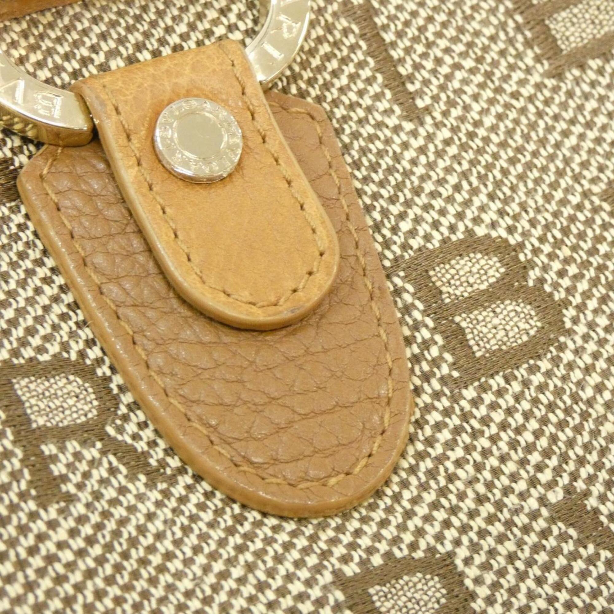 Bvlgari Beige Brown Canvas Handbag (Pre-Owned)