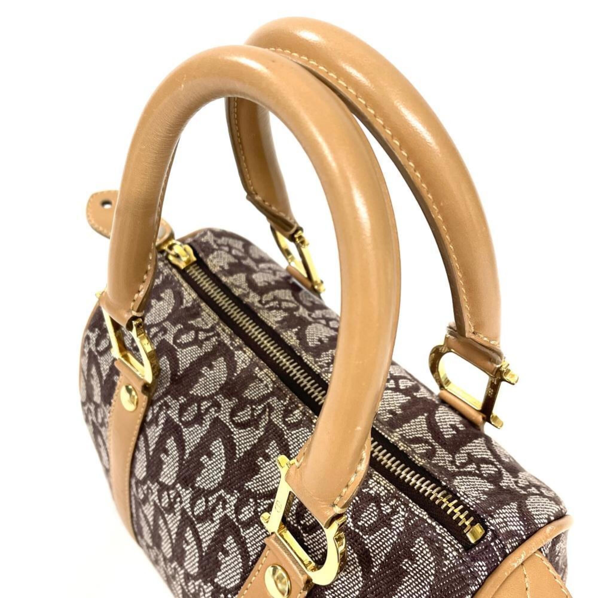 Christian Dior Trotter Brown Canvas Handbag (Pre-Owned)