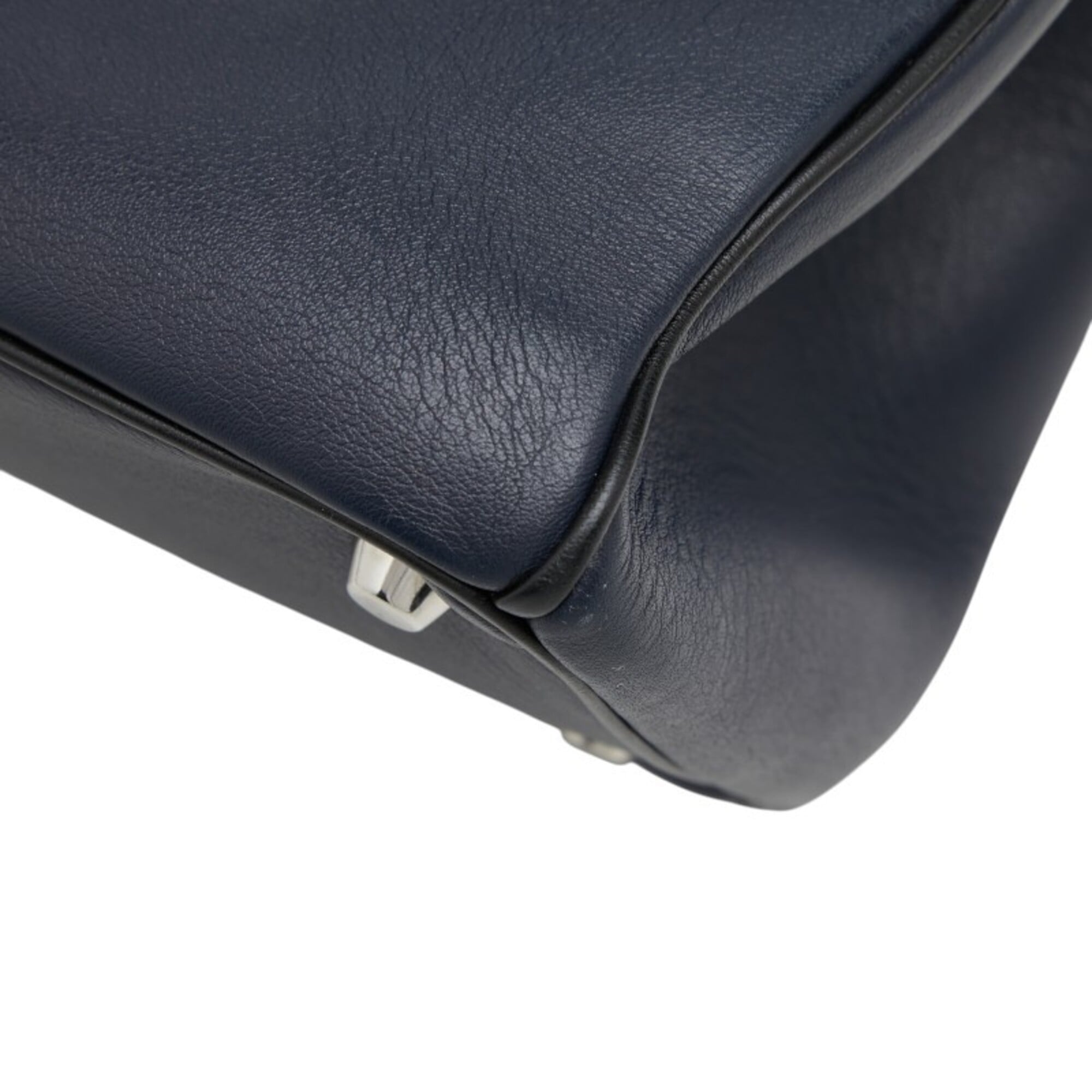 Christian Dior Navy Silver Leather Handbag Shoulder Bag (Pre-Owned)