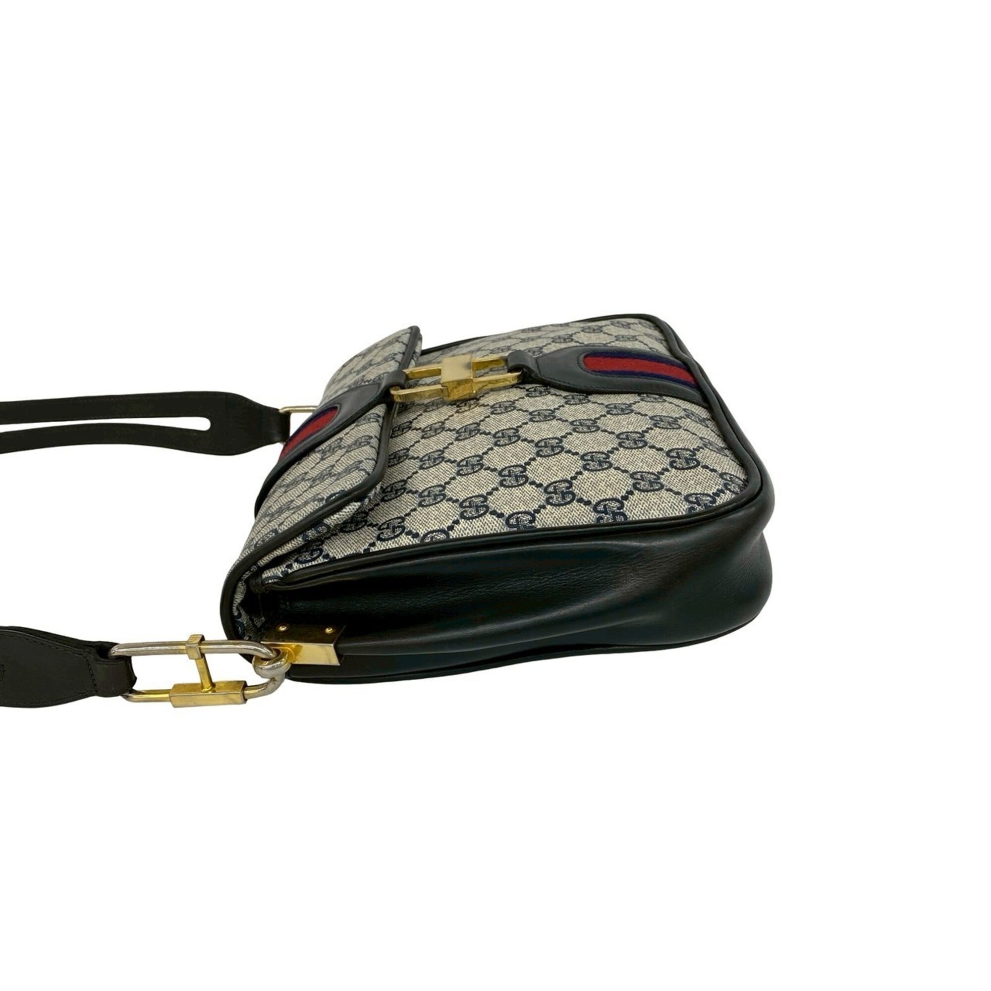 Gucci Navy Red Color Leather Pvc Pochette Shoulder Bag (Pre-Owned)