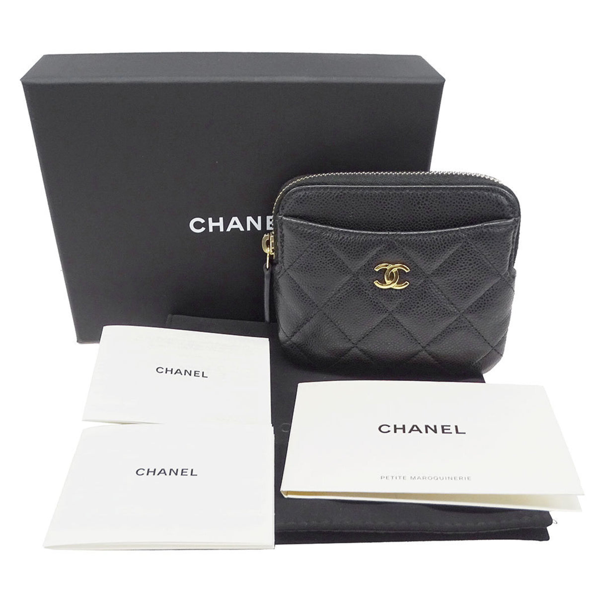Chanel Black Grained Calfskin Coin Purse/Coin Case (Pre-Owned)