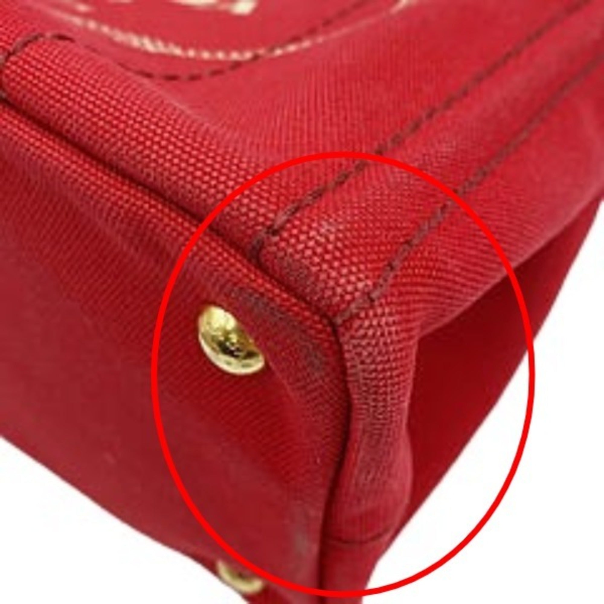 Prada Red Color Denim Tote Bag (Pre-Owned)