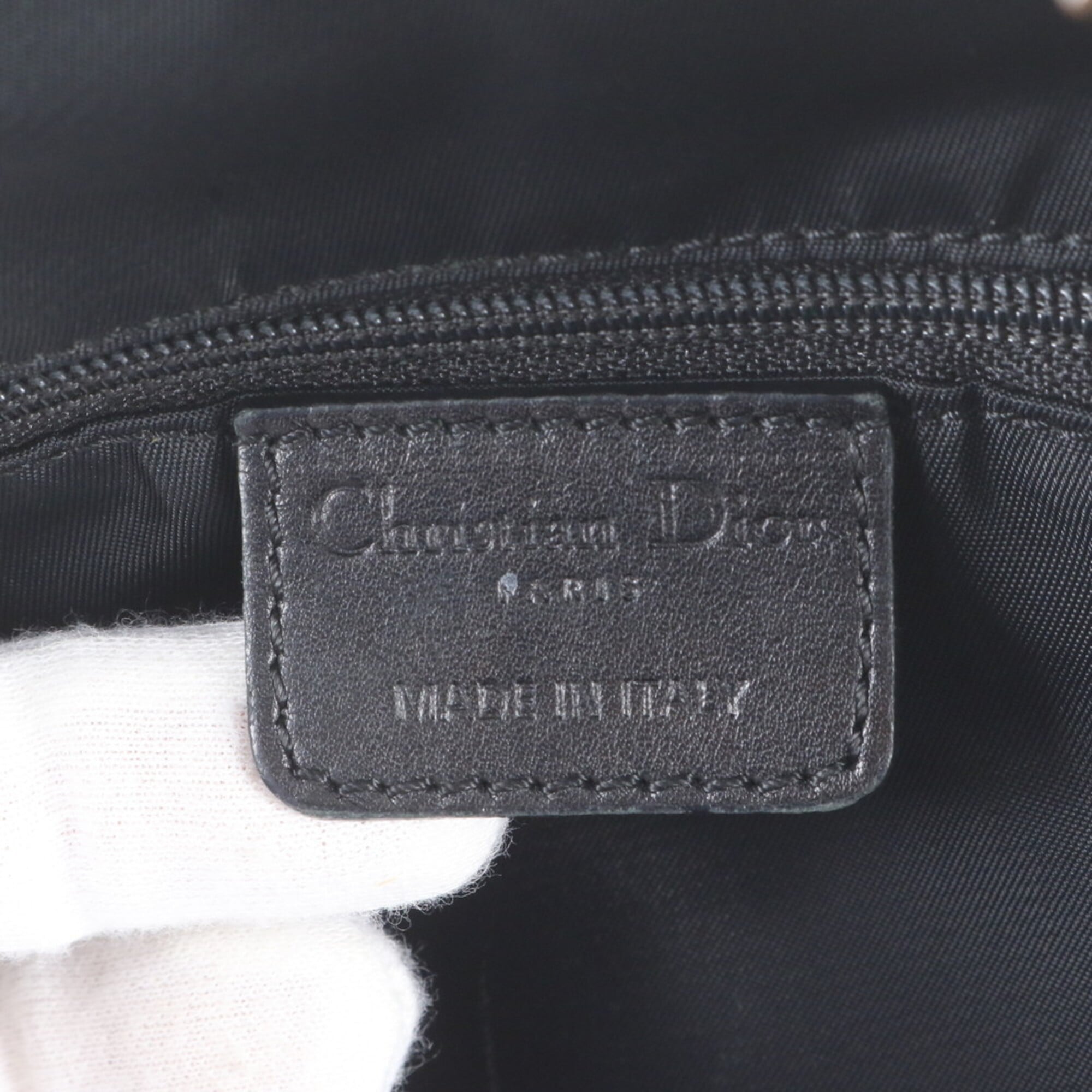 Christian Dior Black Leather Nylon Handbag Shoulder Bag Tote Bag (Pre-Owned)