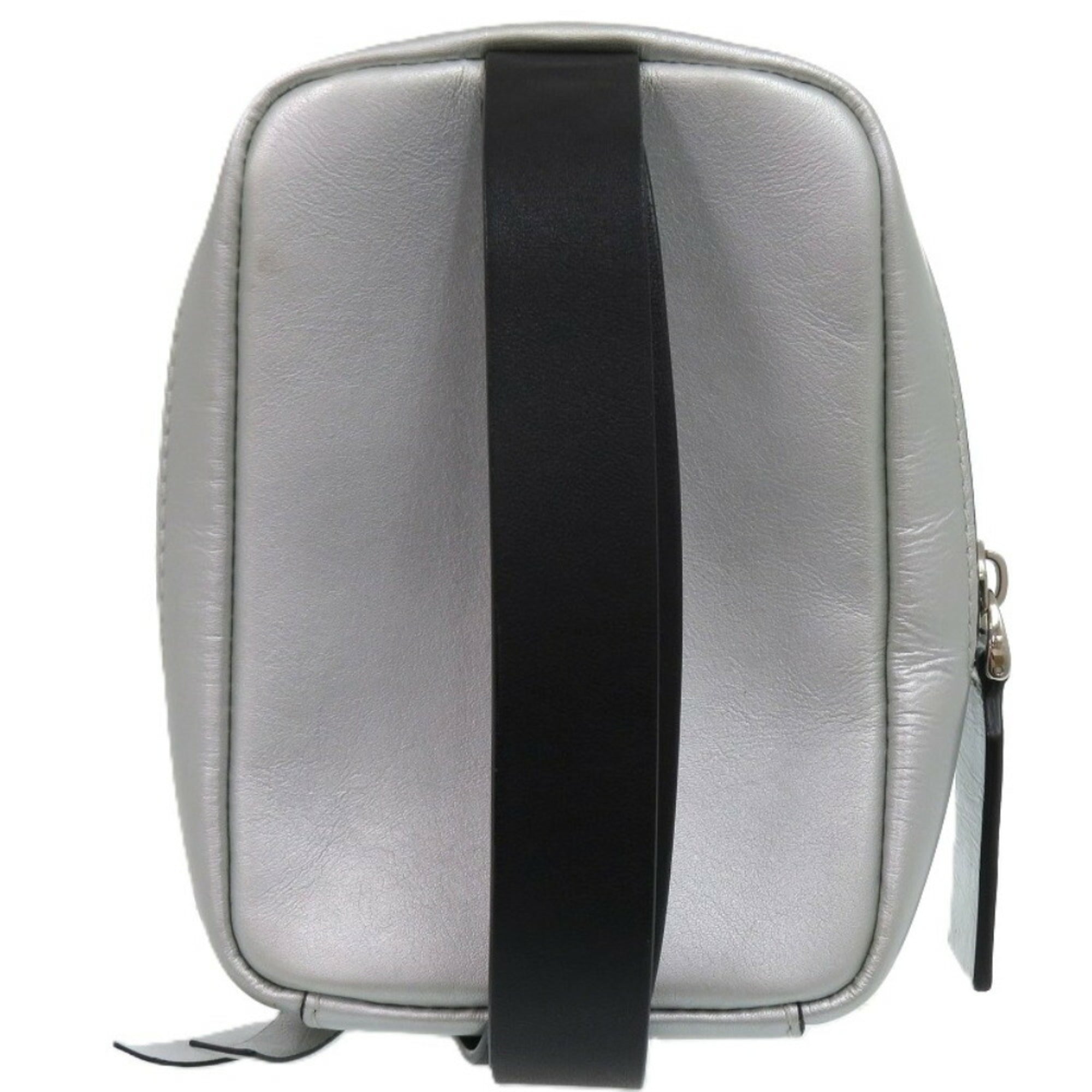 Valentino Garavani Black Metallic Silver Leather Shoulder Bag (Pre-Owned)
