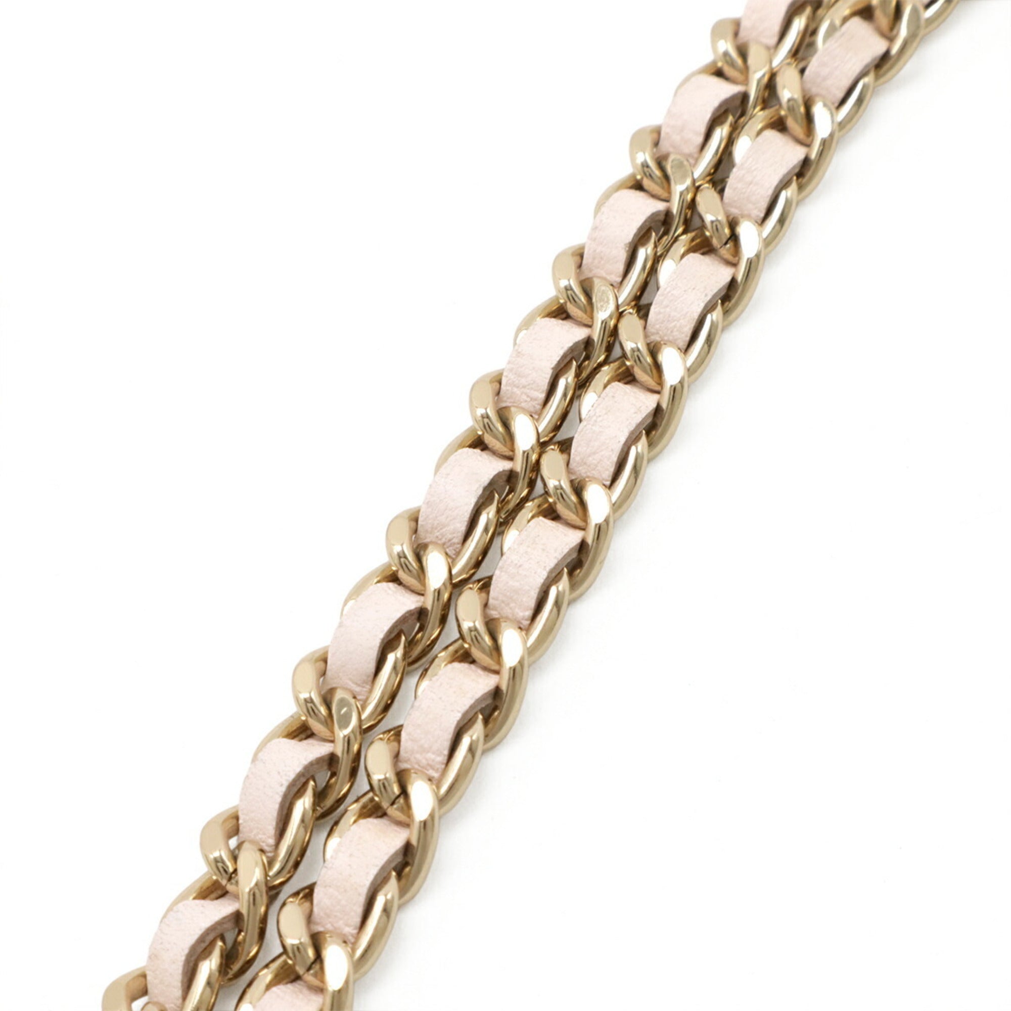 Chanel Pink Leather Raffia Chain/Shoulder Wallet (Pre-Owned)