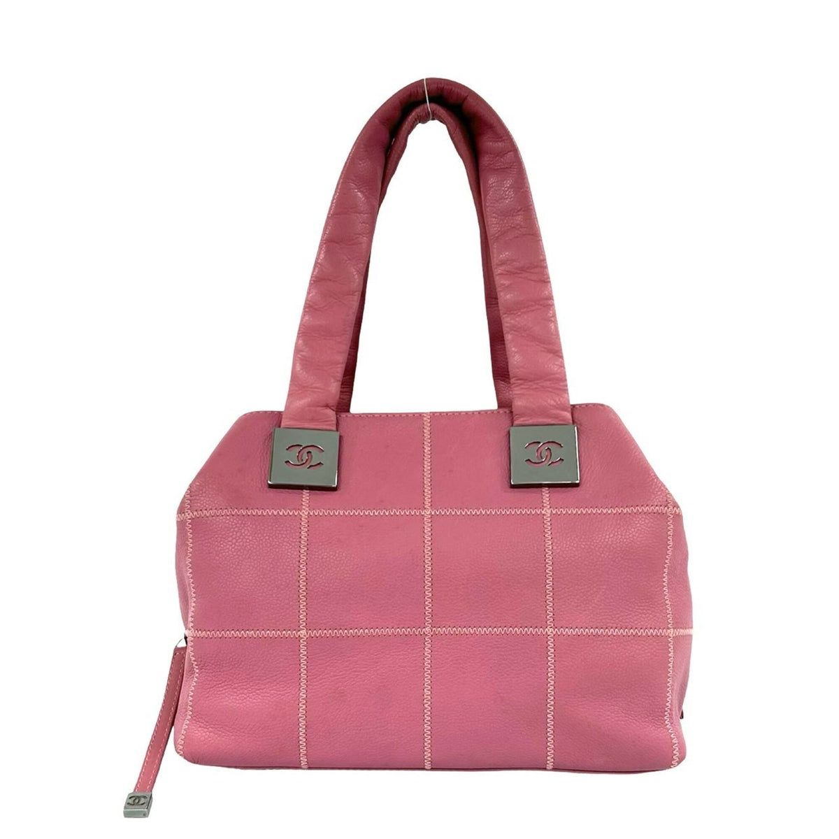 Chanel Pink Grained Calfskin Boston Bag Handbag (Pre-Owned)