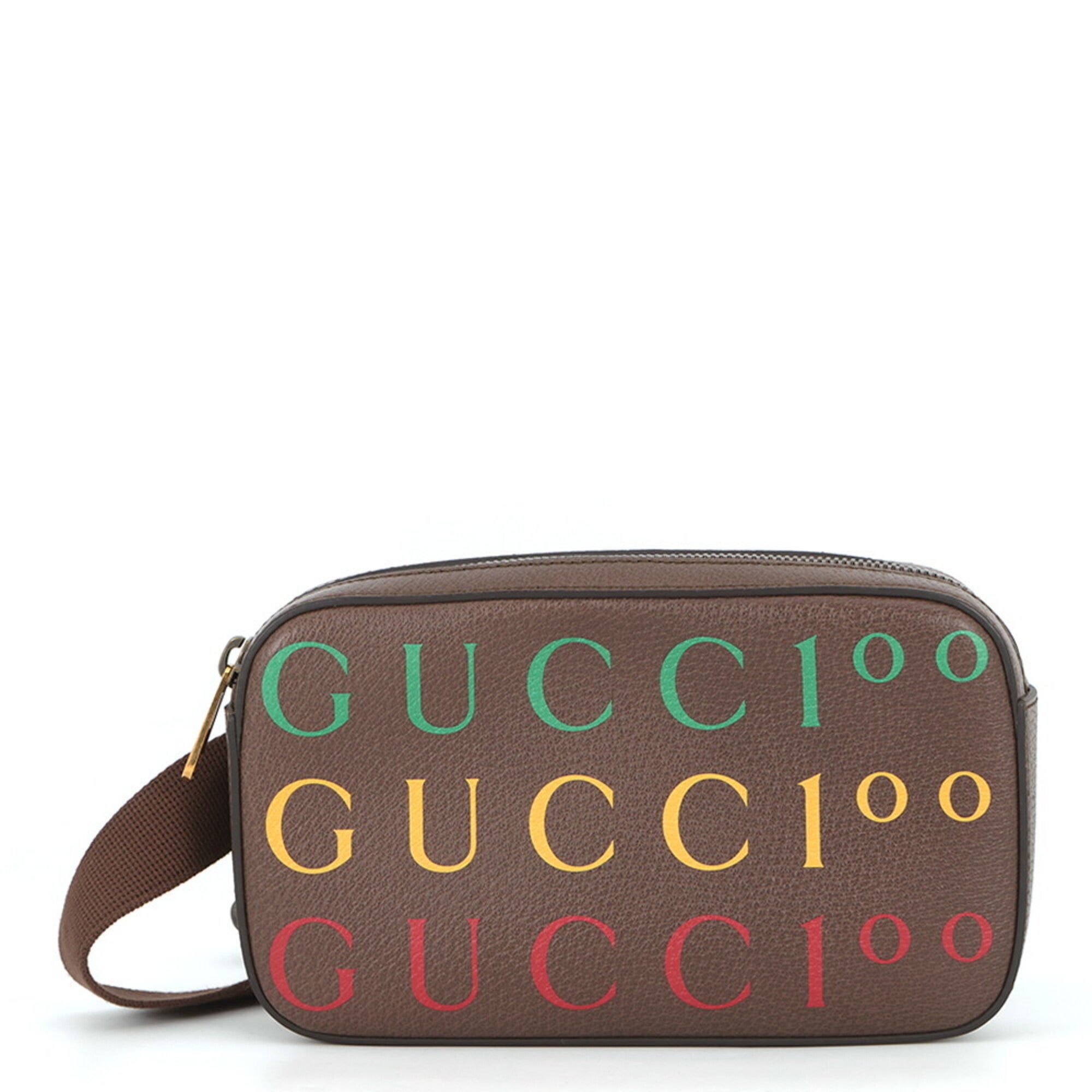 Gucci Brown Multi-Color Leather Handbag Pouch Sling Bag (Pre-Owned)