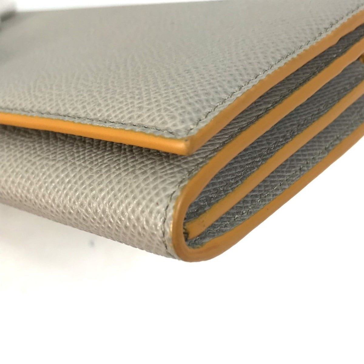 Bvlgari Gray Yellow Leather Long Wallet (Bi-Fold) (Pre-Owned)