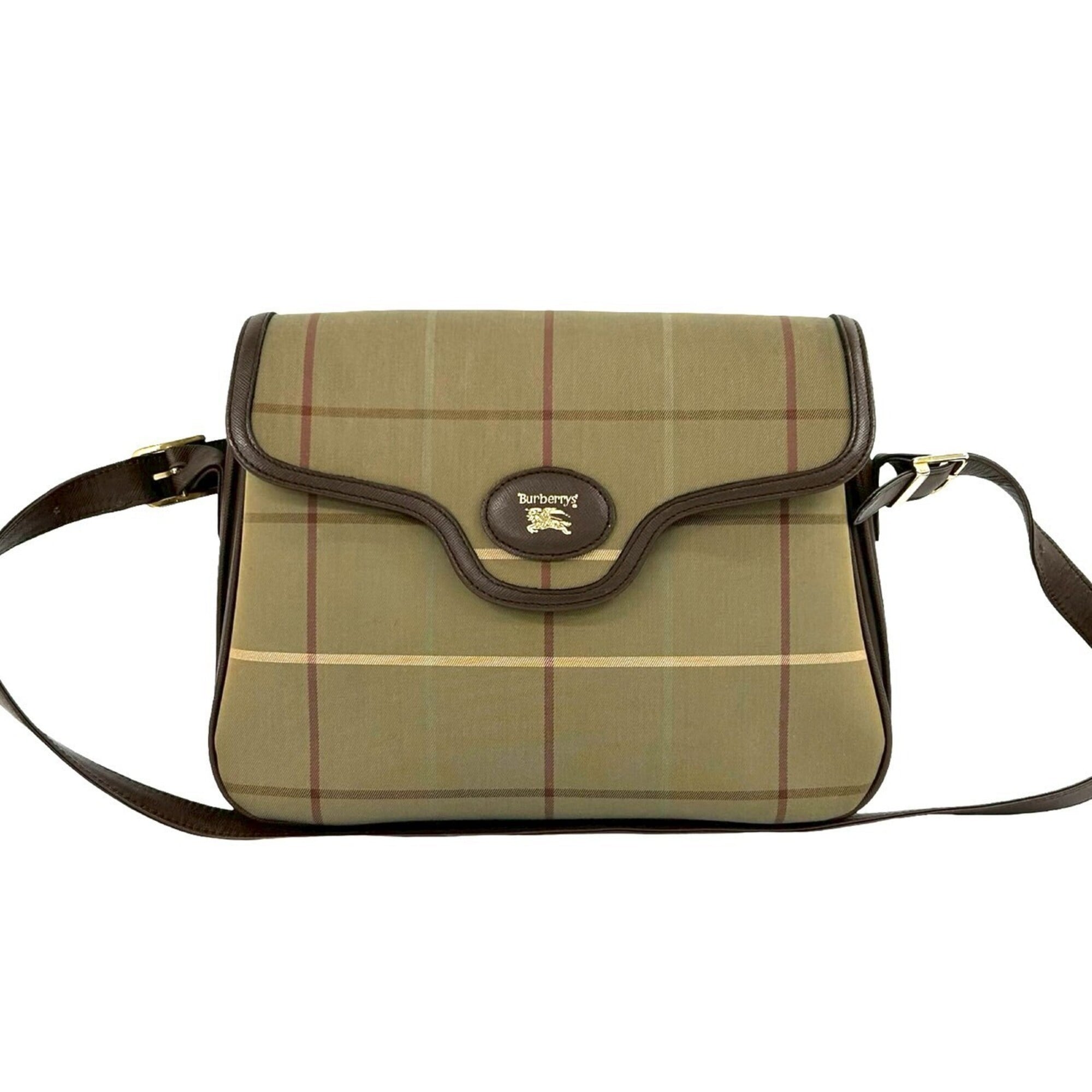 Burberry Brown Khaki Canvas Leather Shoulder Bag (Pre-Owned)