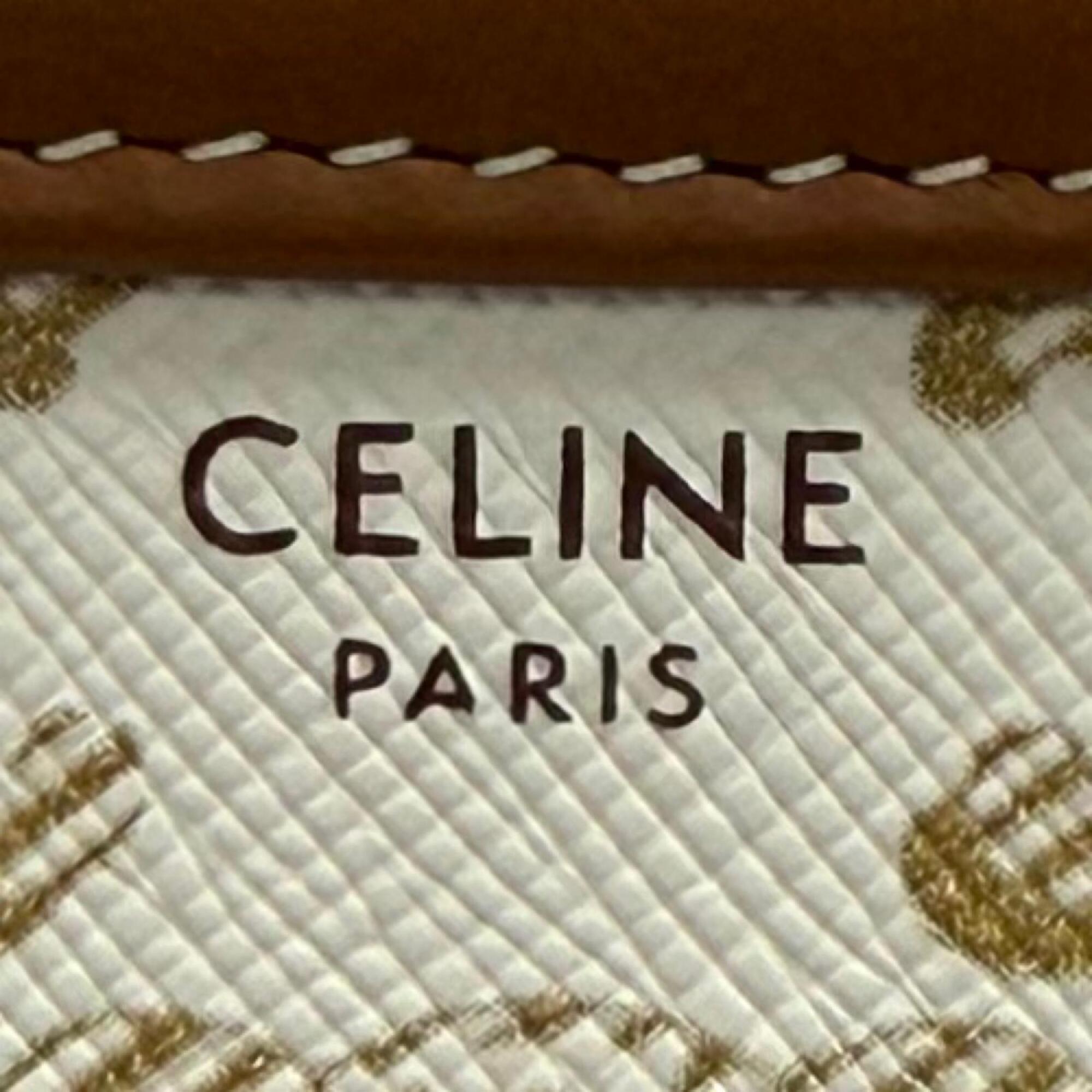 Celine Brown Off-White Canvas Clutch Bag Shoulder Bag (Pre-Owned)