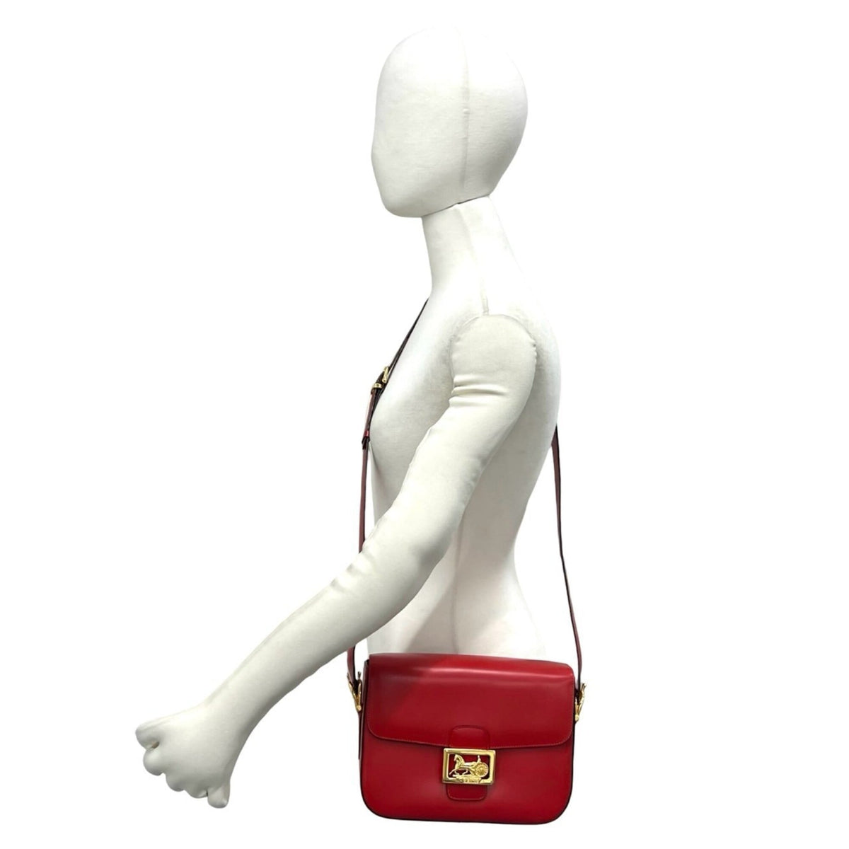 Celine Red Color Leather Pochette Shoulder Bag (Pre-Owned)