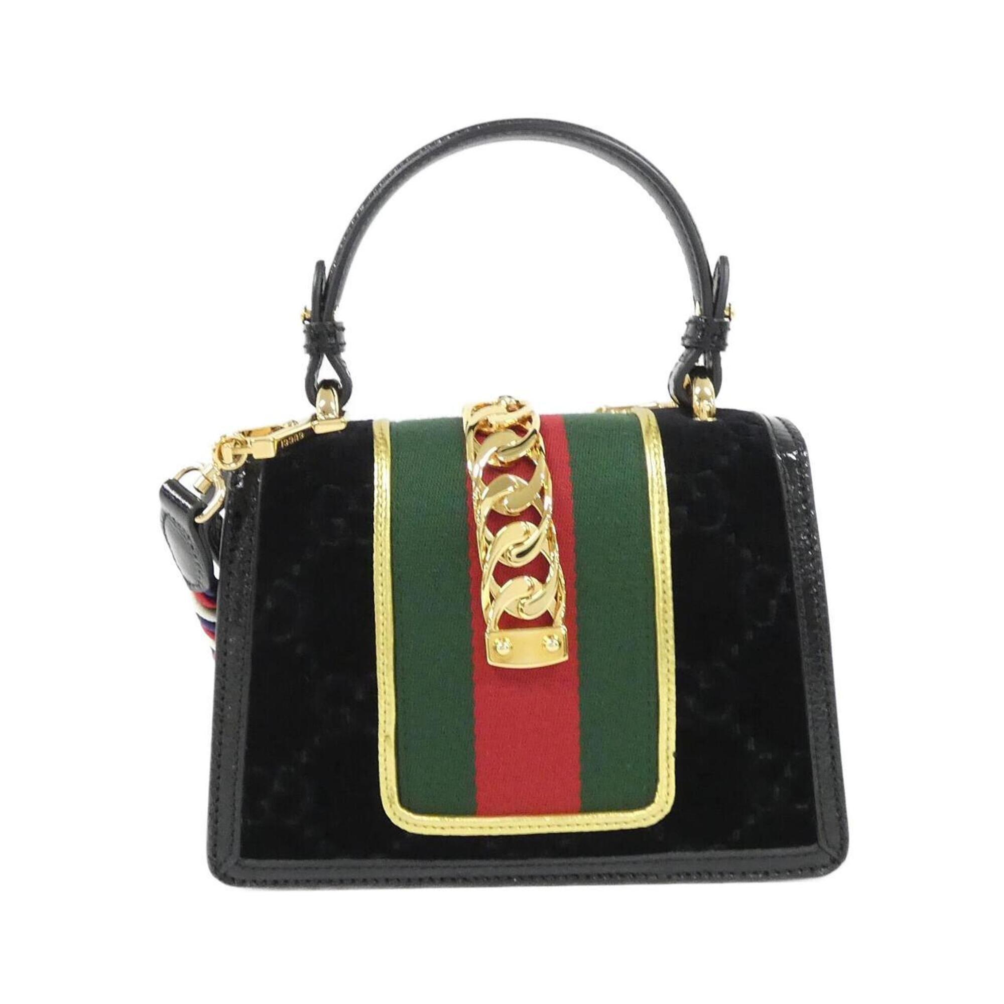 Gucci Black Velvet Leather Handbag (Pre-Owned)