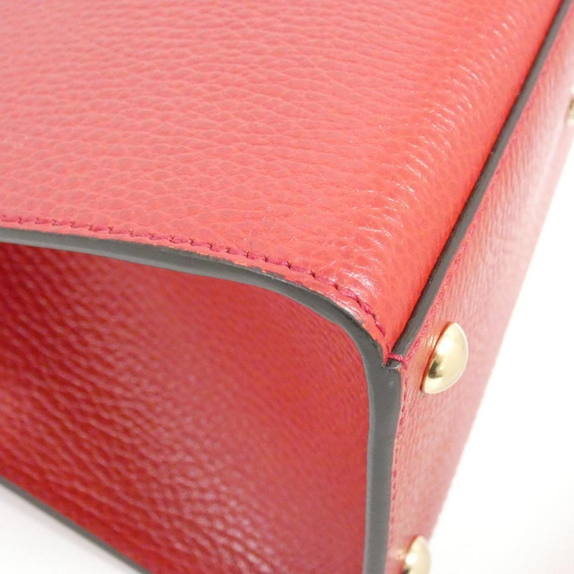 Gucci Red Color Leather Handbag (Pre-Owned)