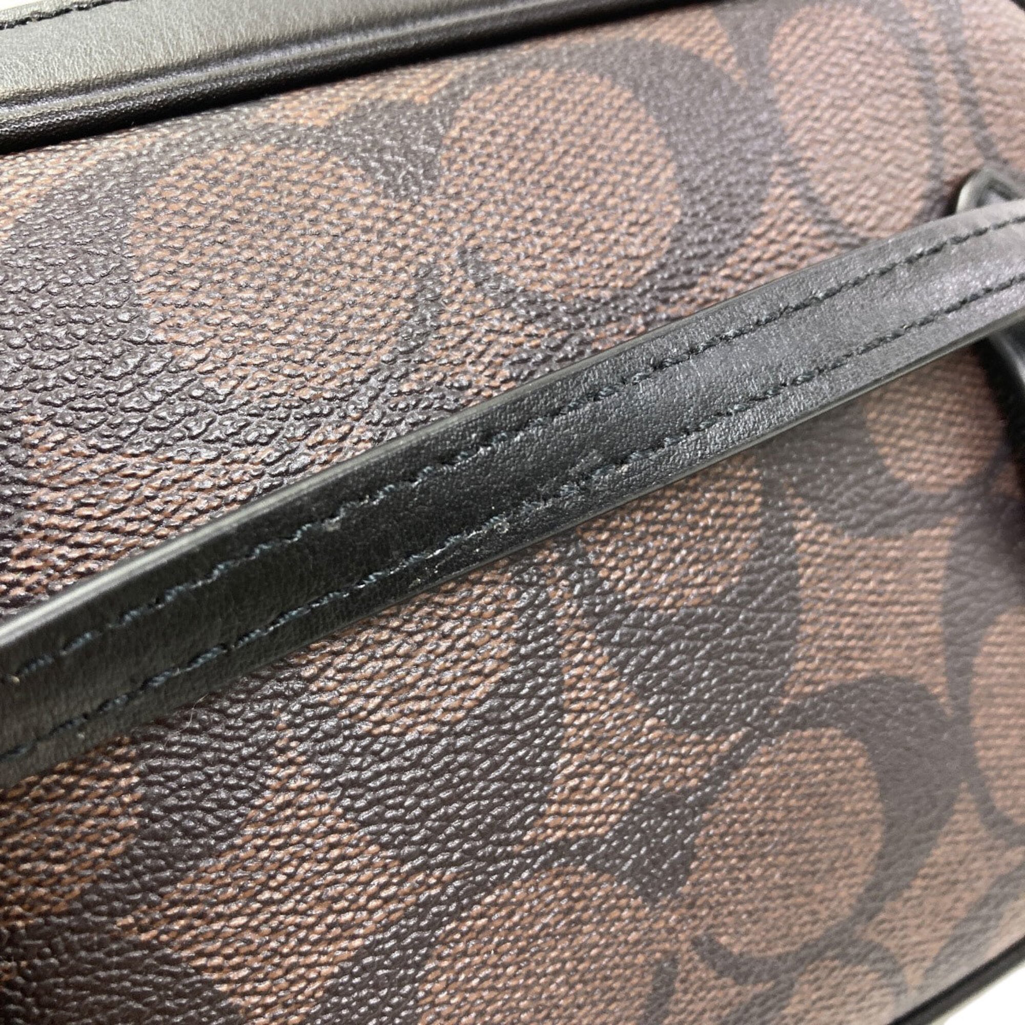 Coach Dark Brown Signature Line Pvc Shoulder Bag (Pre-Owned)