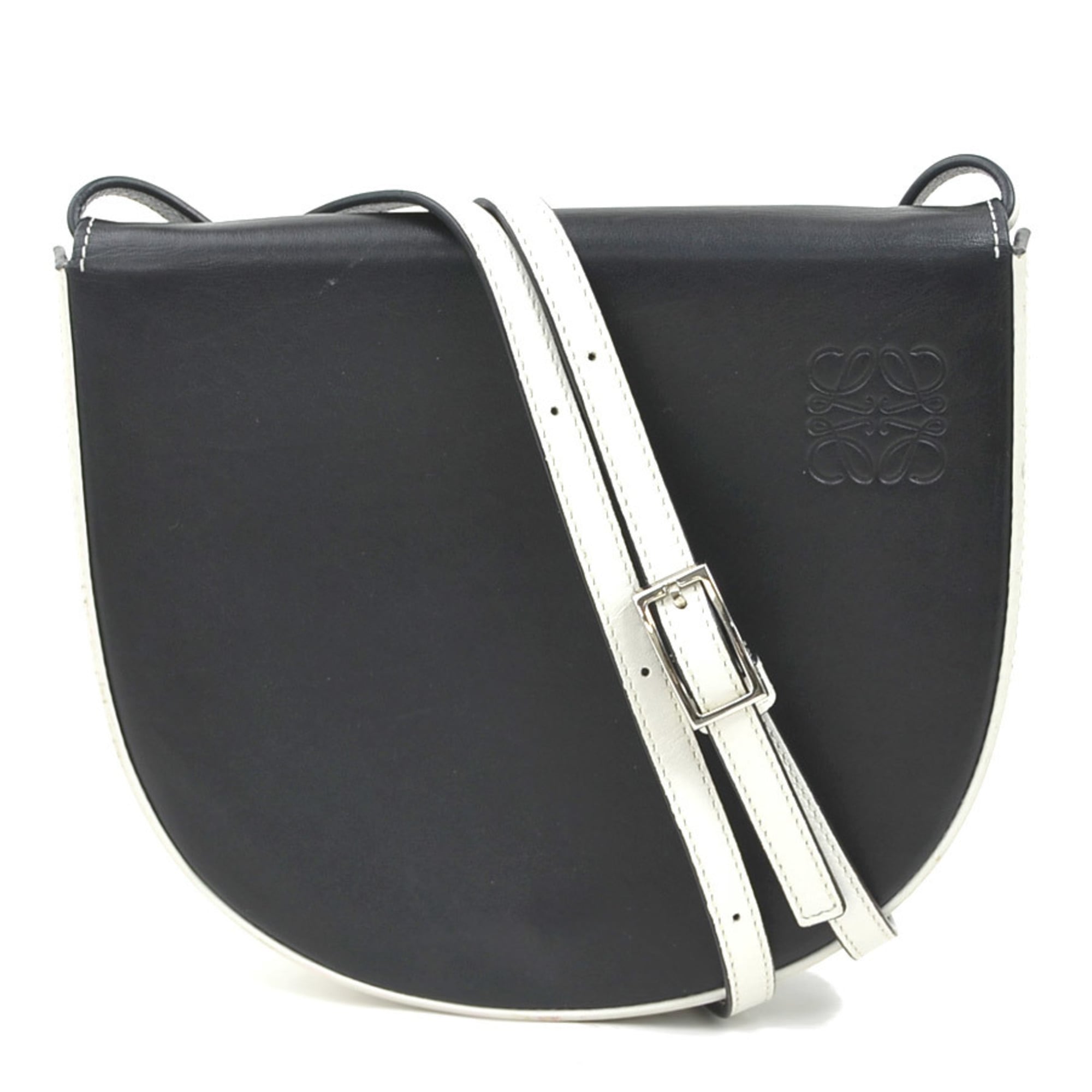 Loewe Black White Leather Shoulder Bag (Pre-Owned)