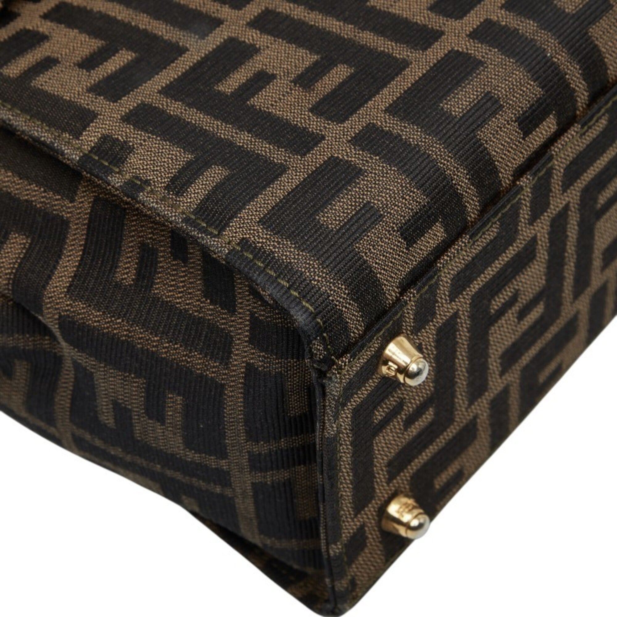 Fendi Brown Canvas Leather Handbag Shoulder Bag (Pre-Owned)