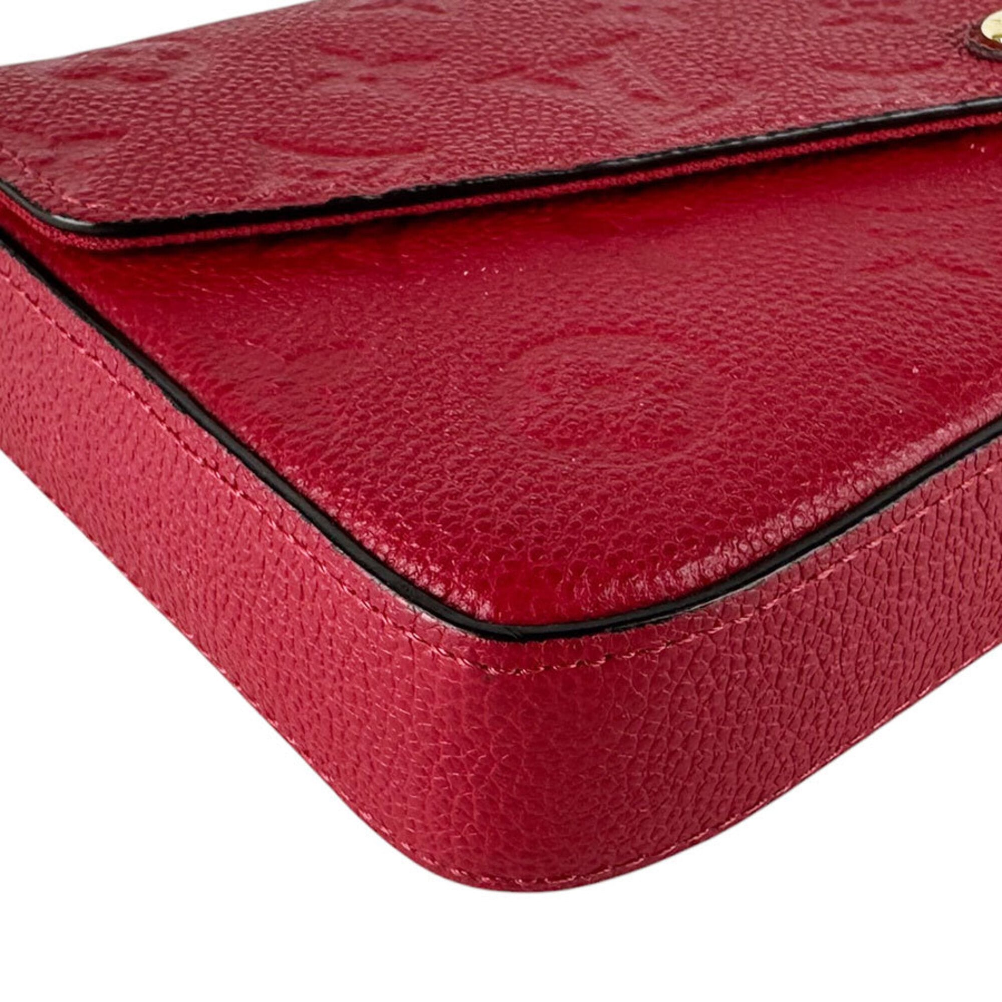 Louis Vuitton Red Color Monogram Empreinte Pochette Shoulder Bag (Pre-Owned)