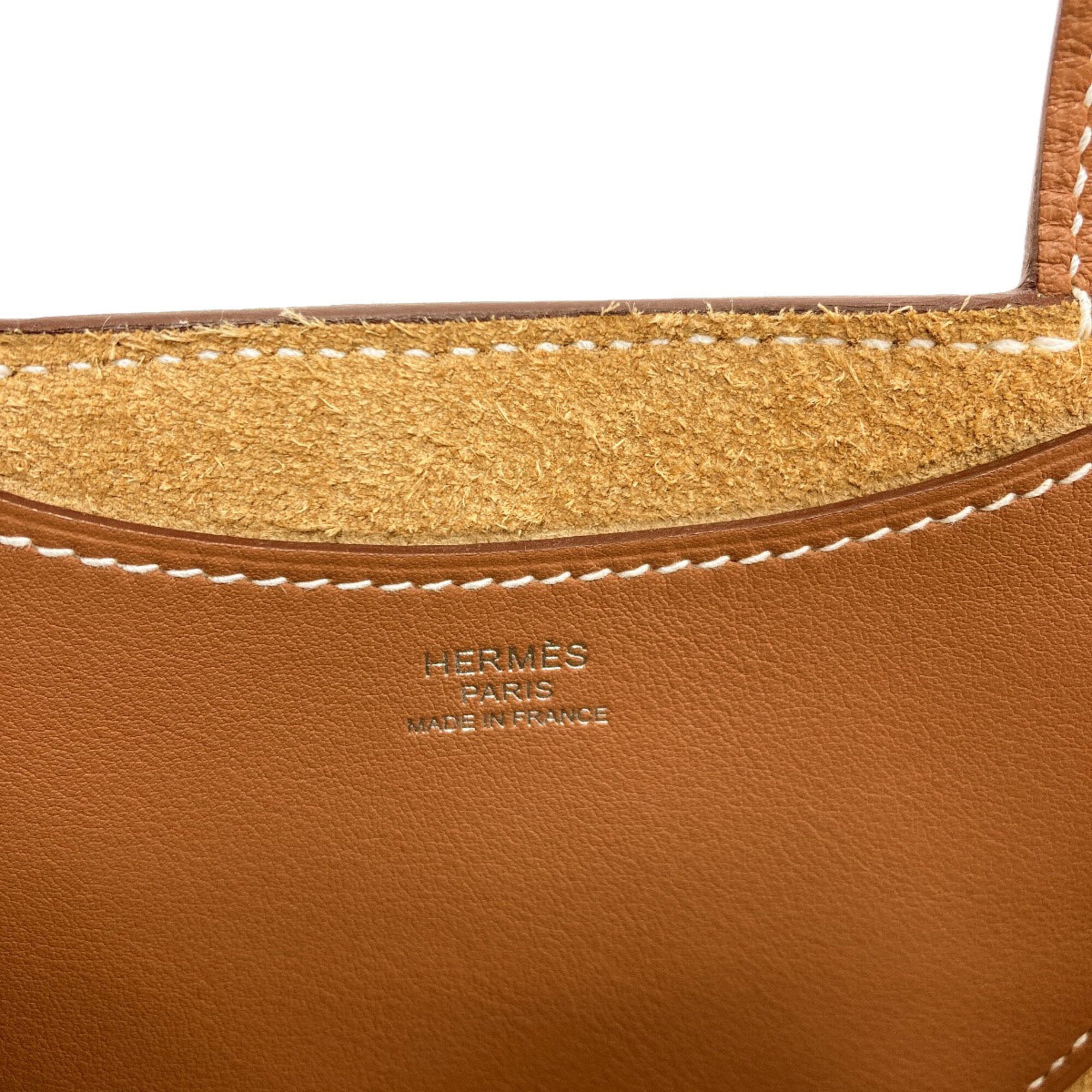 Hermes Gold Taurillon Clemence Leather Handbag (Pre-Owned)