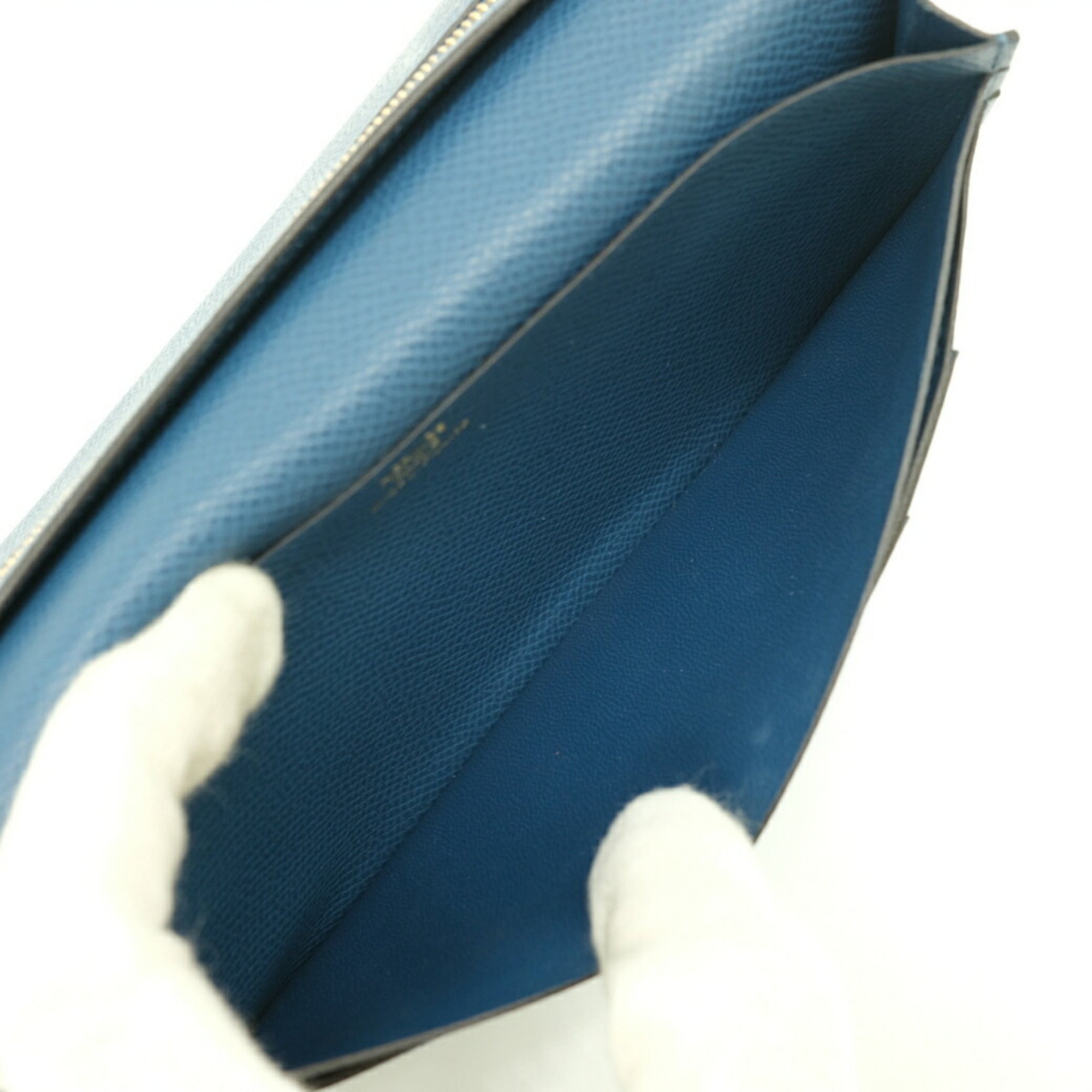 Hermes Blue Epsom Leather Long Wallet (Bi-Fold) (Pre-Owned)