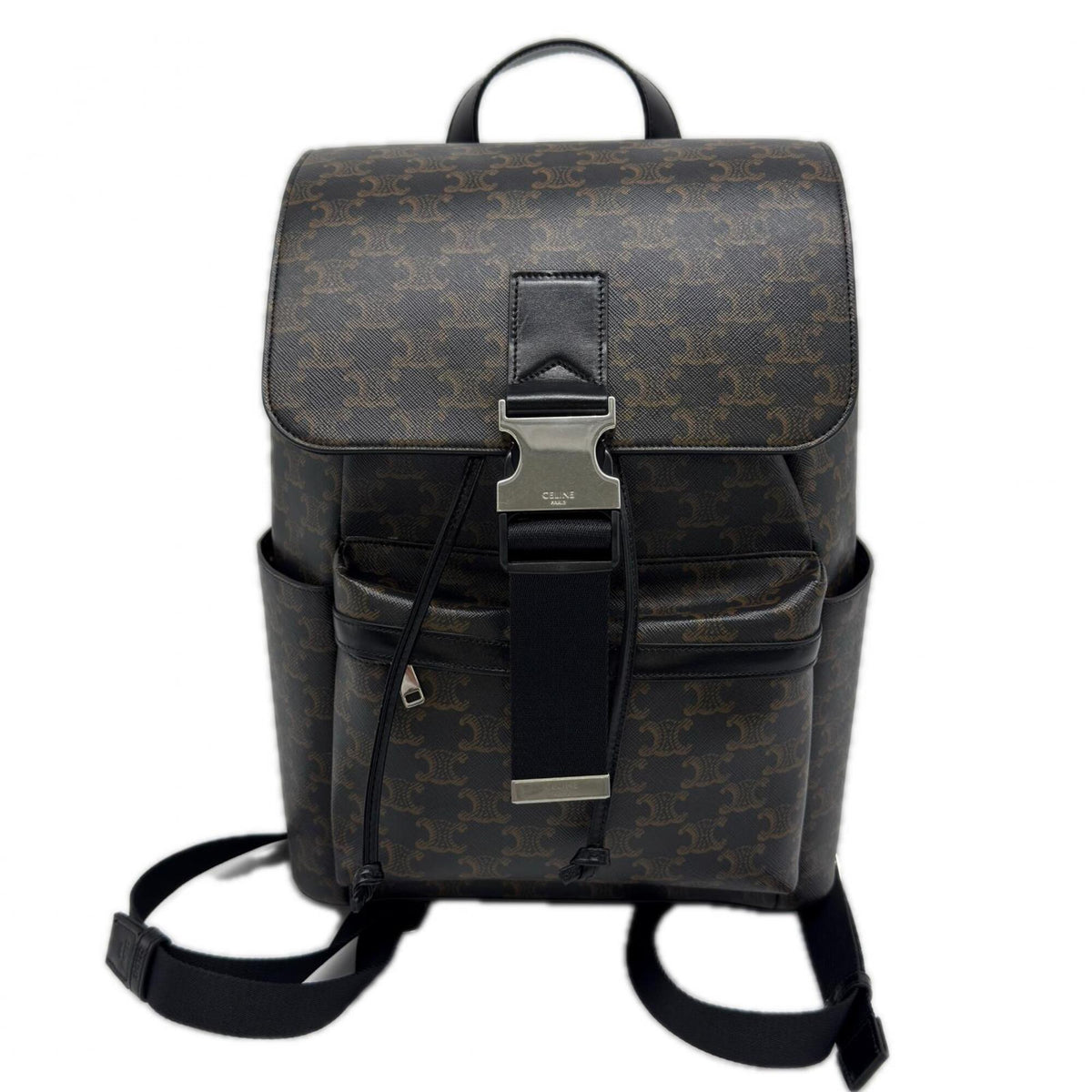 Celine Brown Coated Canvas Leather Backpack (Pre-Owned)