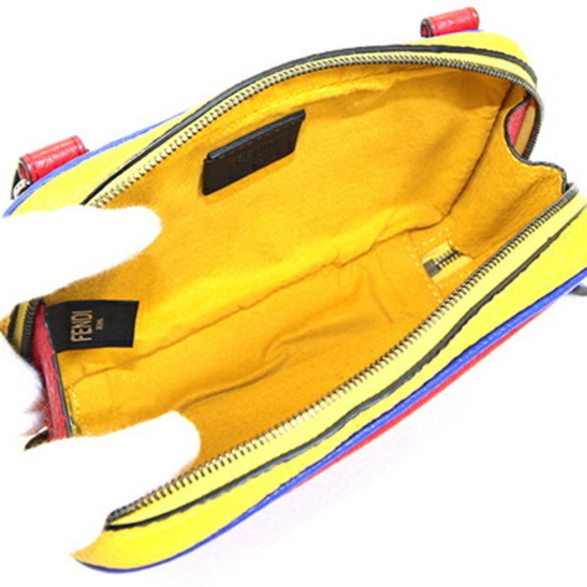 Fendi Blue Red Color Yellow Leather Pochette Shoulder Bag (Pre-Owned)