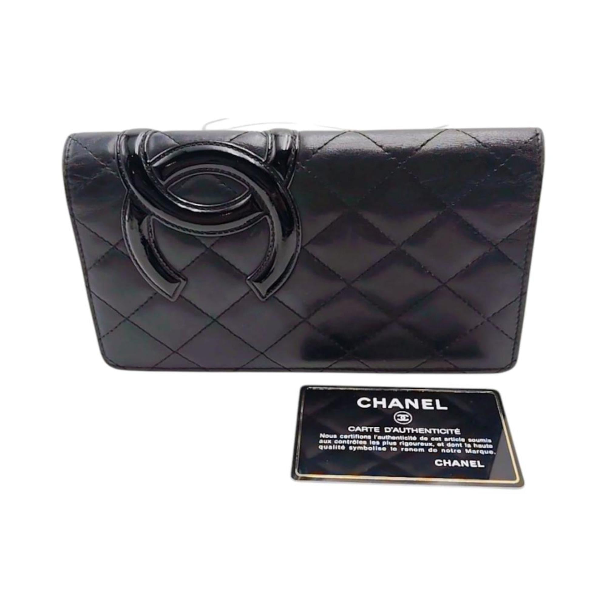 Chanel Black Pink Leather Long Wallet (Bi-Fold) (Pre-Owned)
