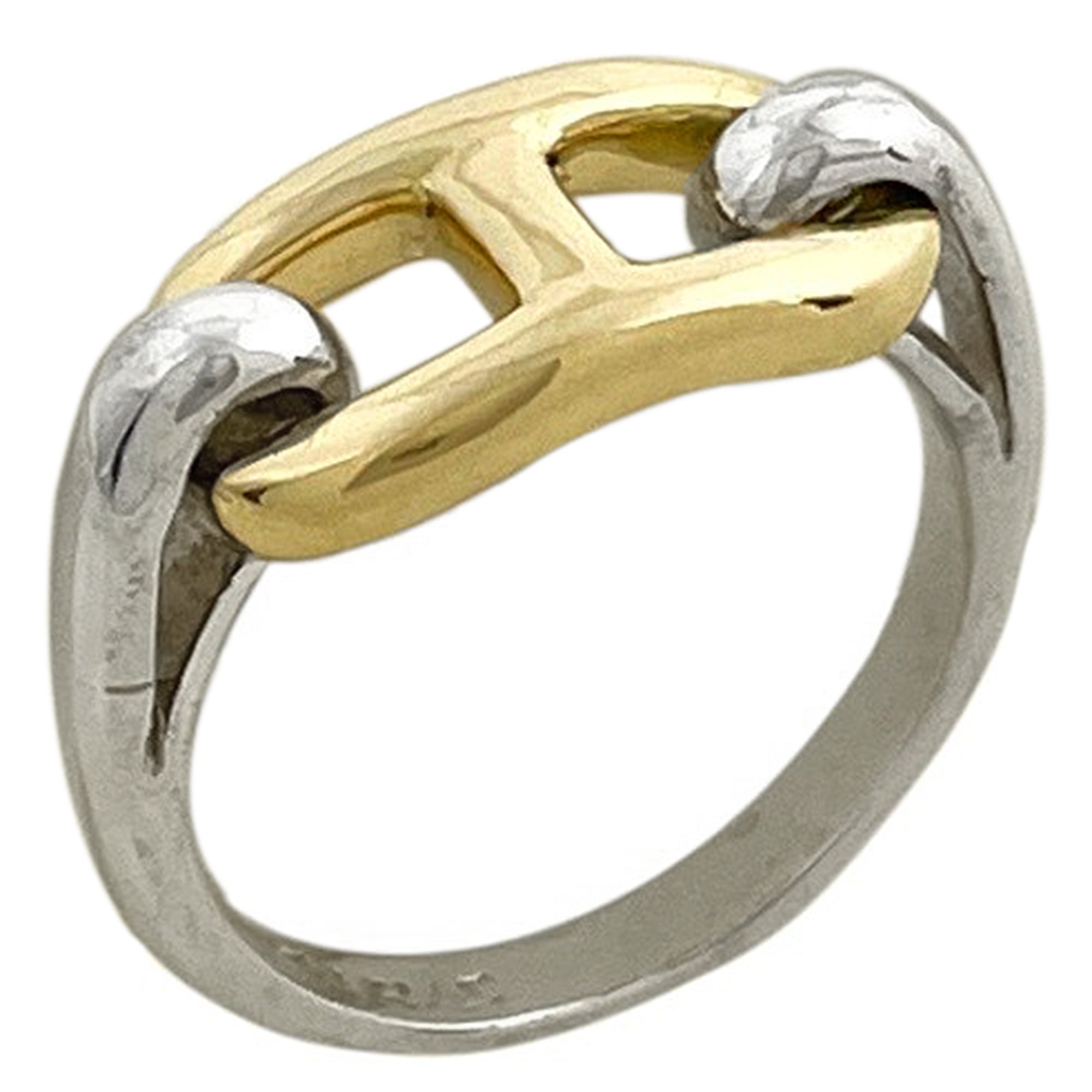 Hermes Gold Silver Silver Band Ring (Pre-Owned)