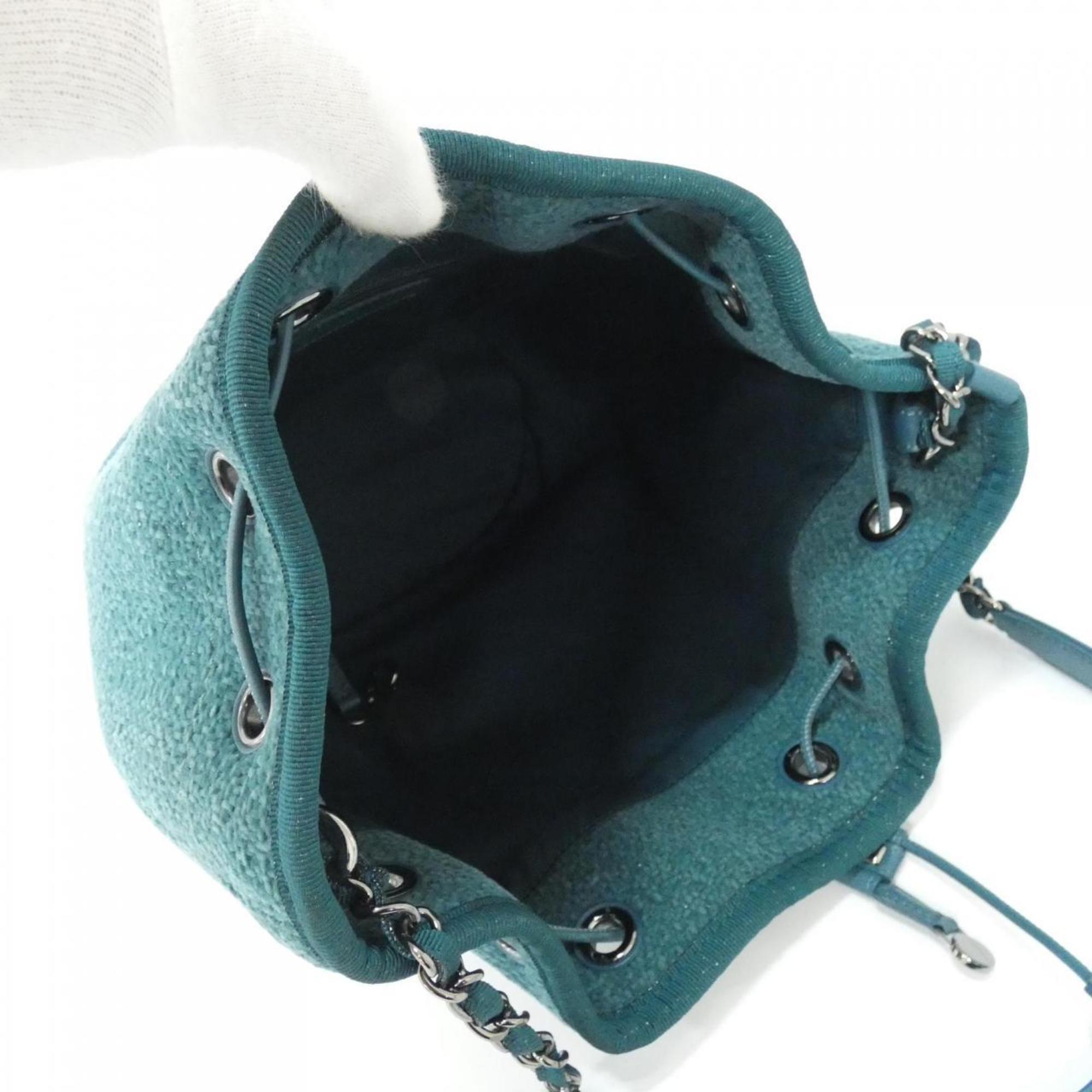Chanel Green Canvas Shoulder Bag (Pre-Owned)