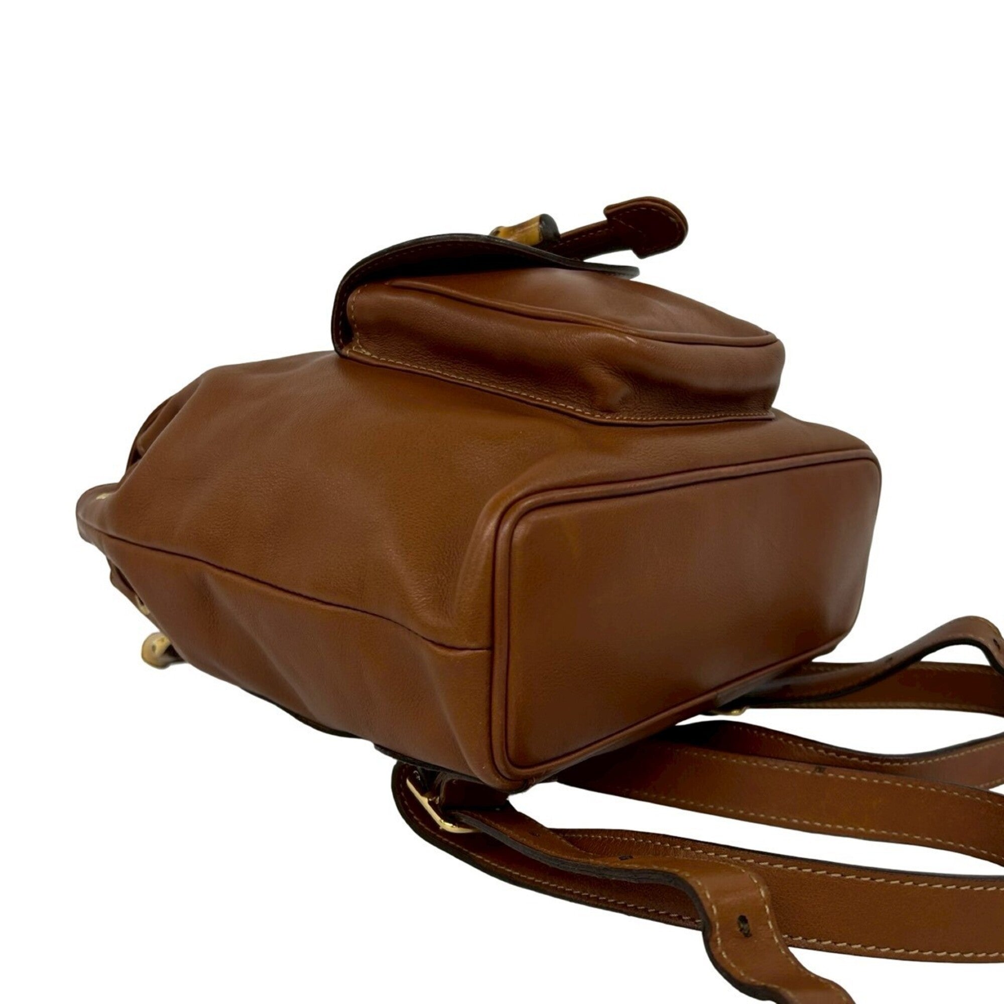 Gucci Brown Leather Bamboo Backpack (Pre-Owned)