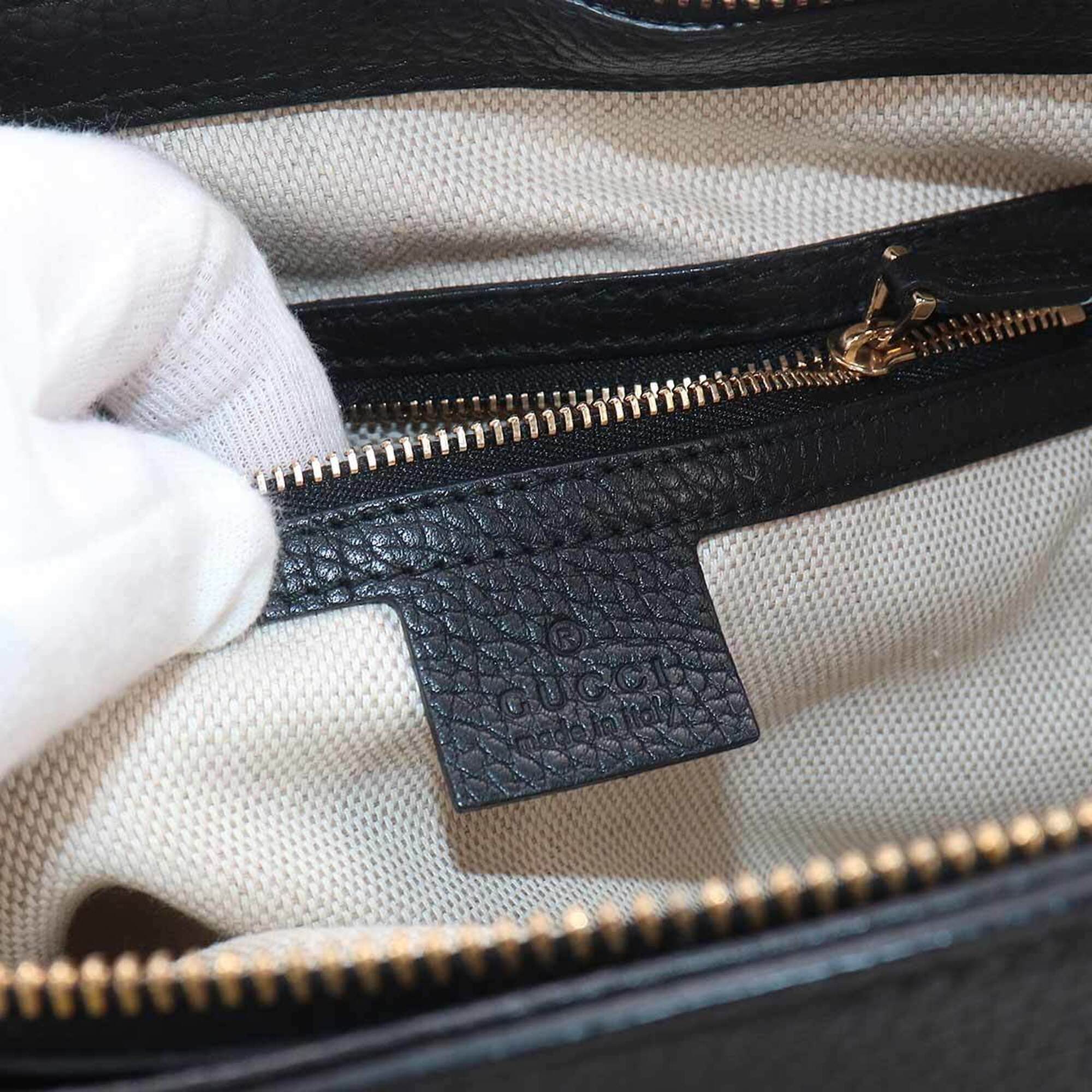 Gucci Soho Black Leather Handbag Shoulder Bag Tote Bag (Pre-Owned)