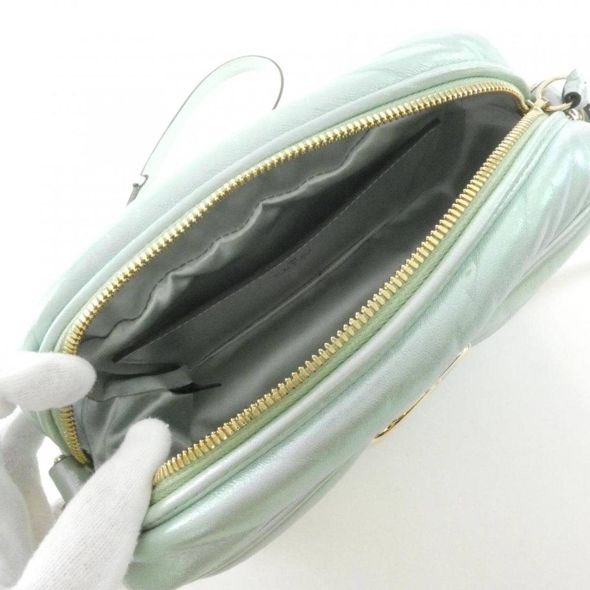 Gucci Green Quilting Leather Shoulder Bag (Pre-Owned)