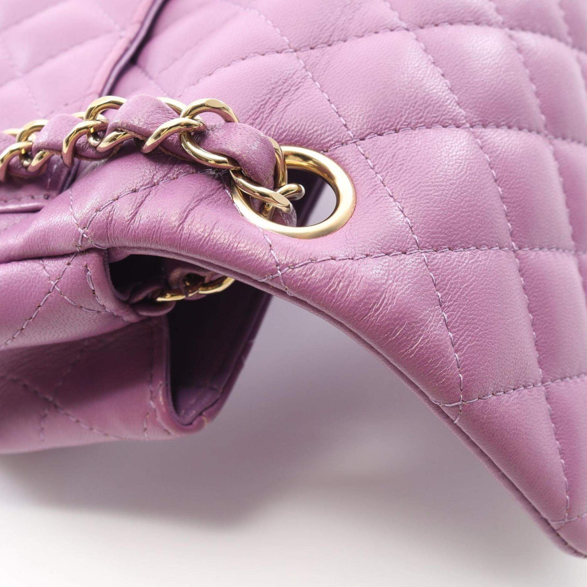 Chanel Purple Leather Handbag Shoulder Bag (Pre-Owned)
