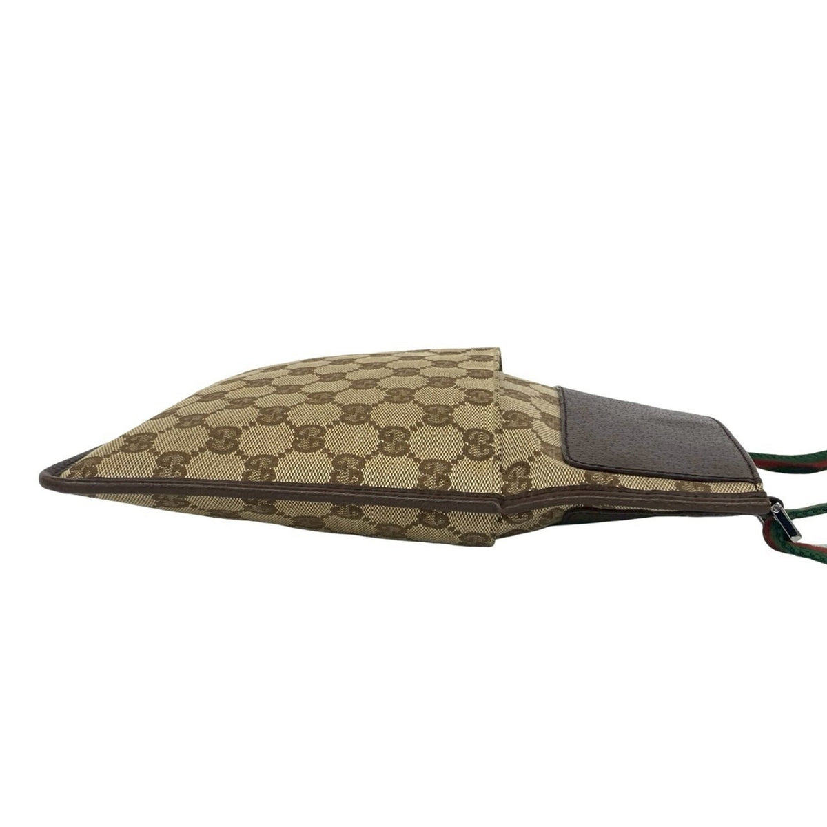 Gucci Brown Green Red Color Canvas Leather Shoulder Bag (Pre-Owned)