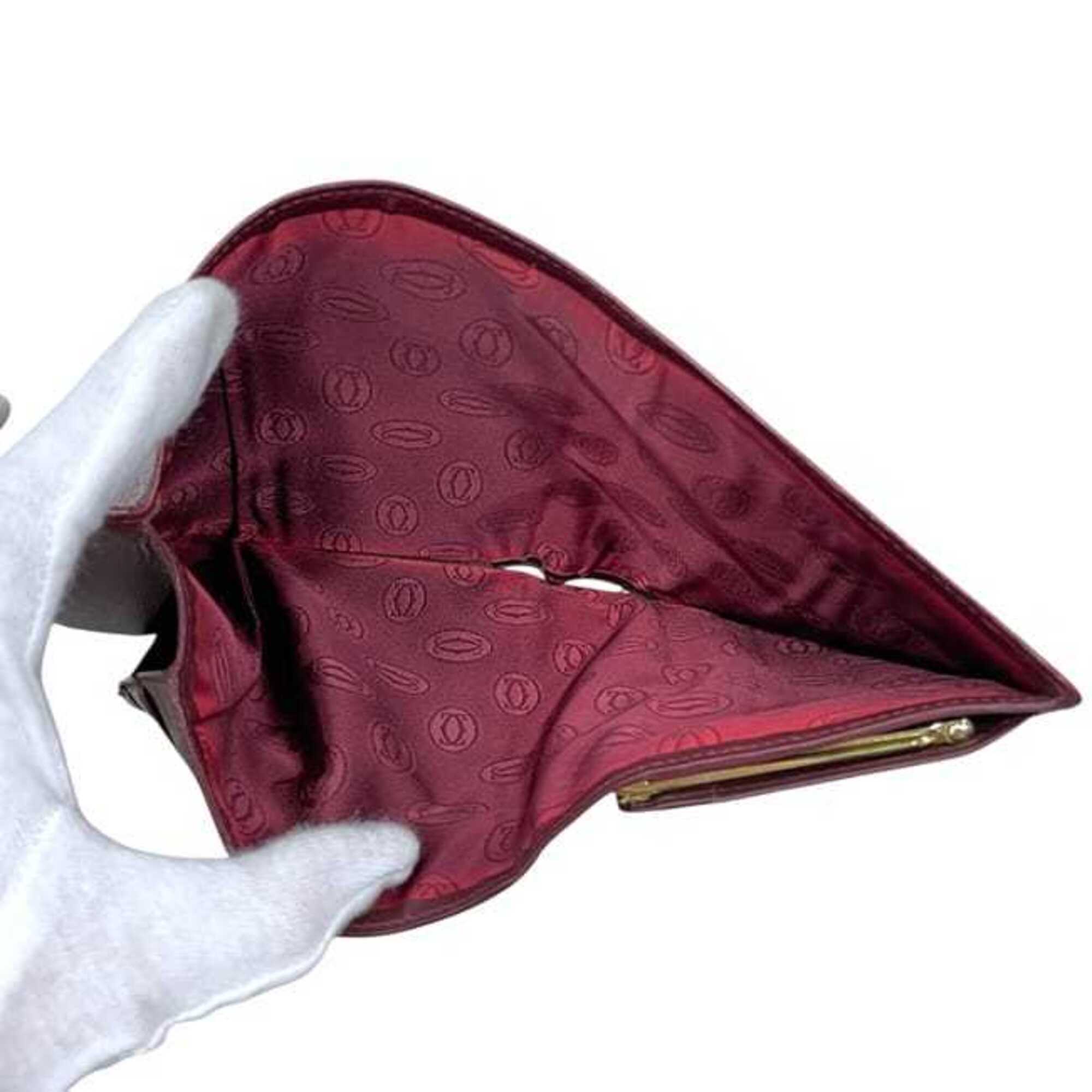 Cartier Bordeaux Leather Wallet (Tri-Fold) (Pre-Owned)
