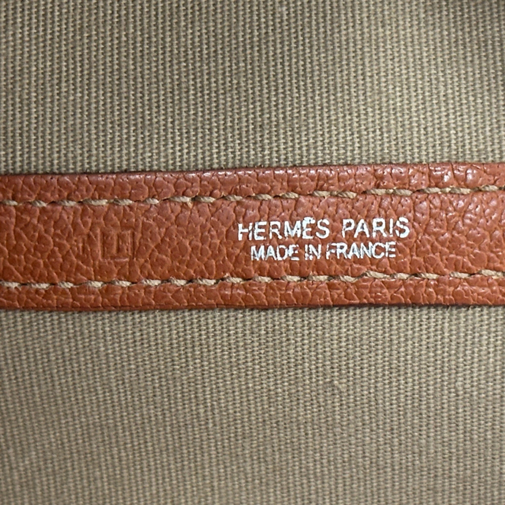 Hermes Garden Orange Potiron Toile Officier Leather Handbag Tote Bag (Pre-Owned)