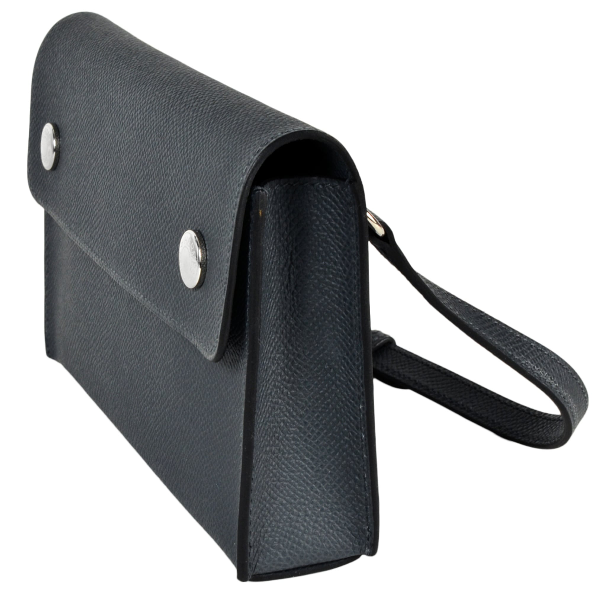 Hermes Blue Gray Dark Blue Epsom Leather Pochette Shoulder Bag (Pre-Owned)