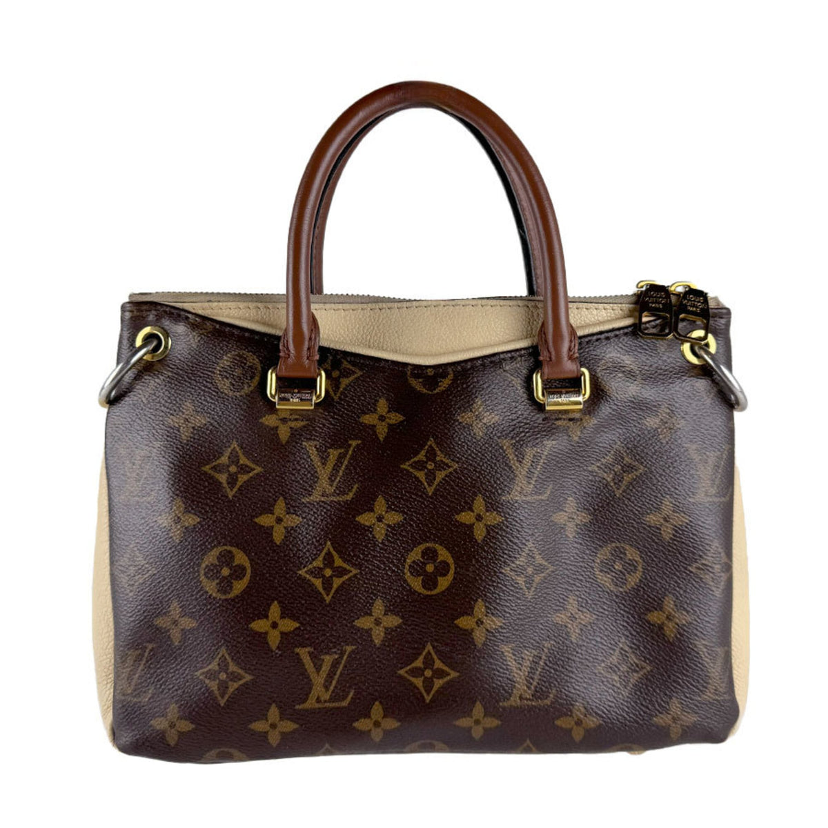 Louis Vuitton Brown Light Beige Monogram Monogram Leather Handbag (Pre-Owned)