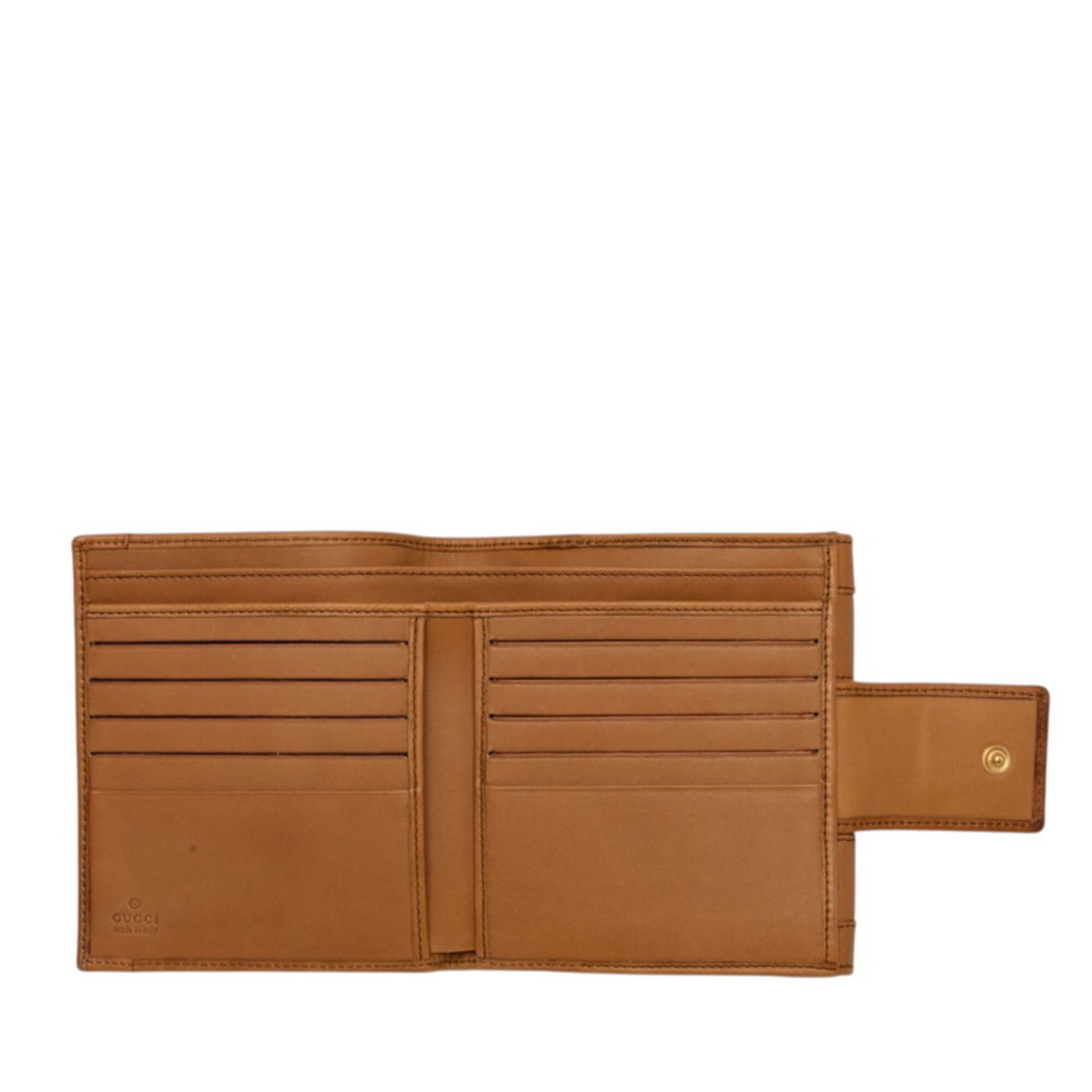Gucci Beige Brown Leather Canvas Wallet (Bi-Fold) (Pre-Owned)